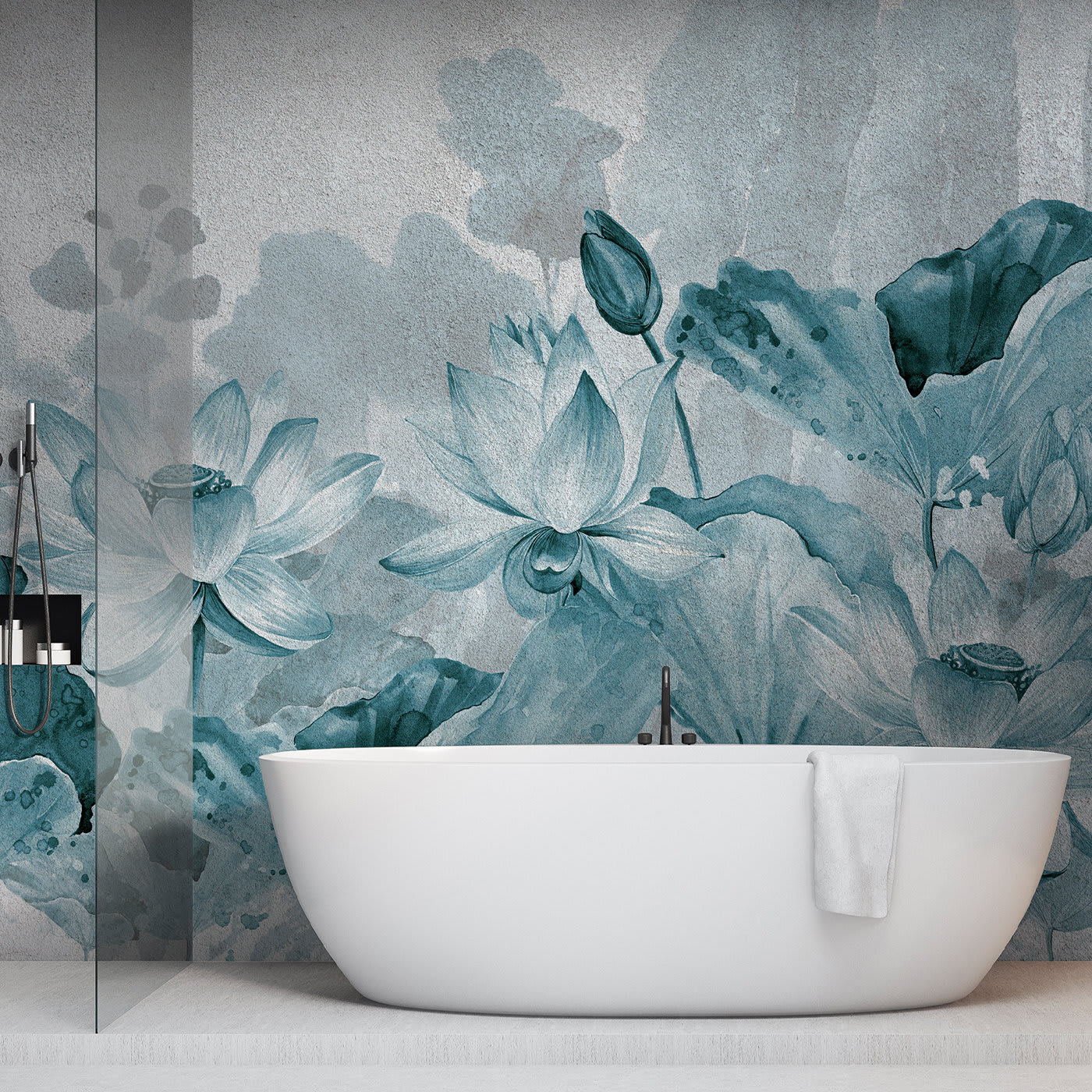Blue Flowers textured wallpaper Affreschi & Affreschi - Artemest
