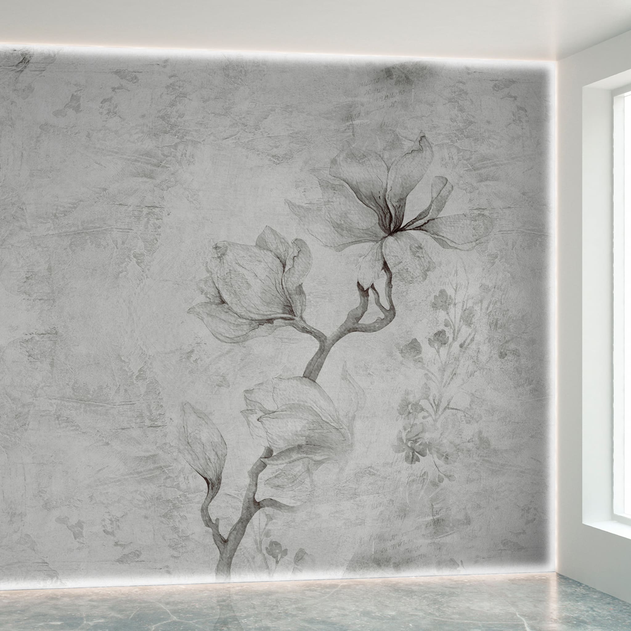 Gray Flower Textured Wallpaper - Alternative view 1