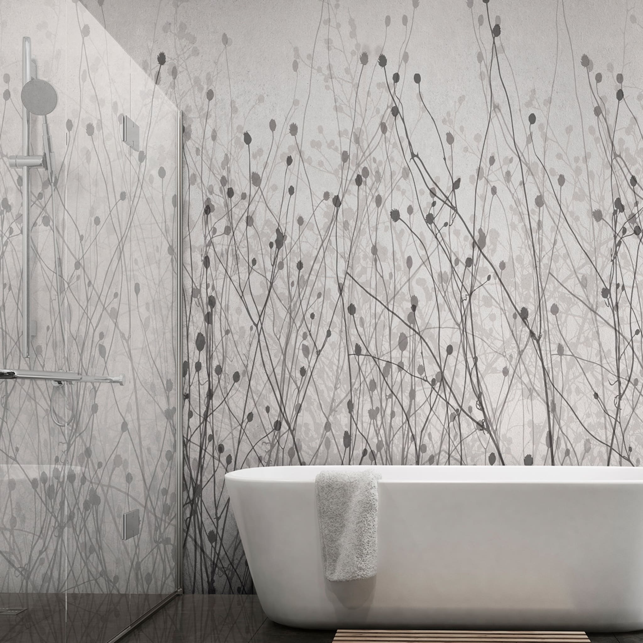 Gray Flowers Textured Wallpaper - Alternative view 1