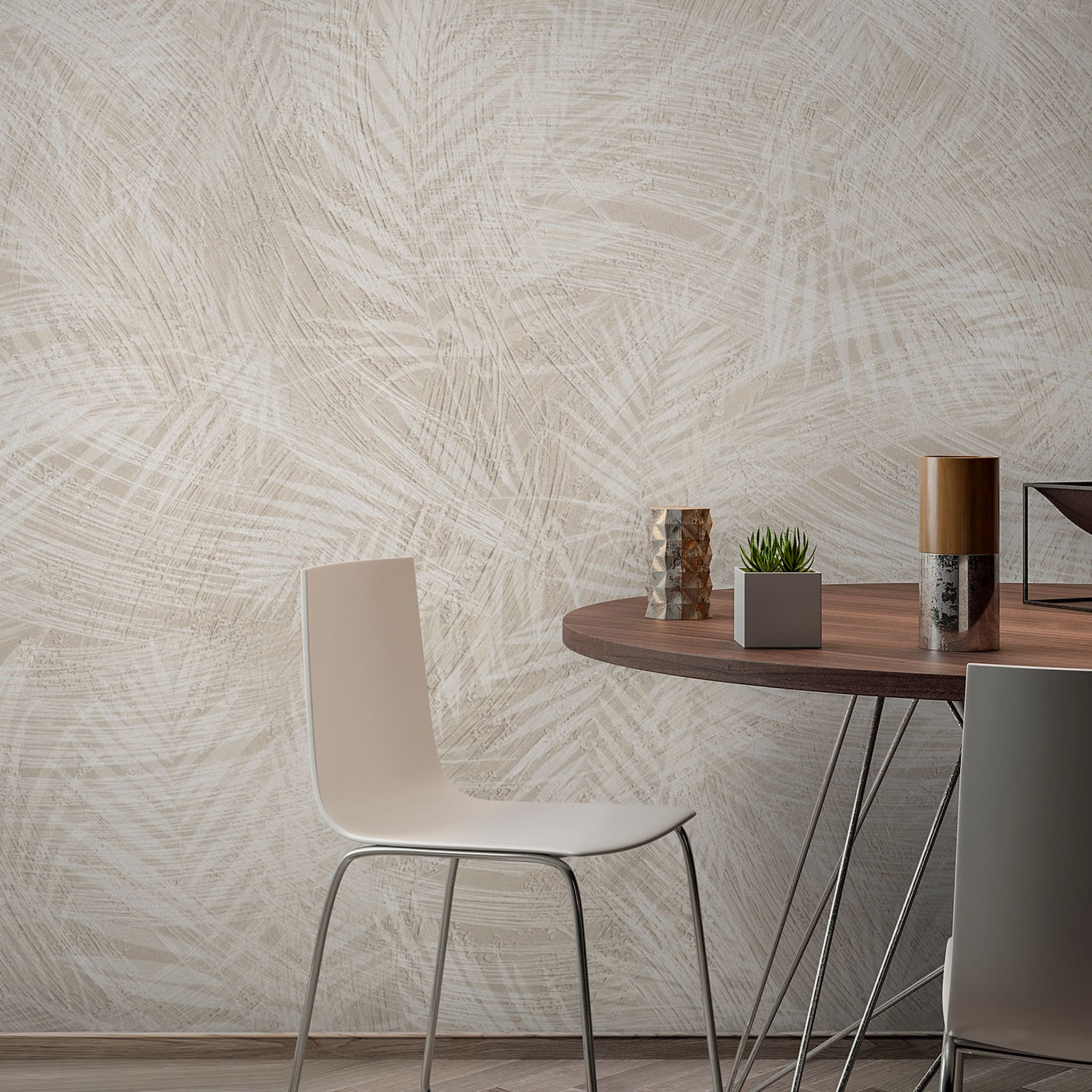Beige Palm Leaves Textured Wallpaper - Alternative view 1