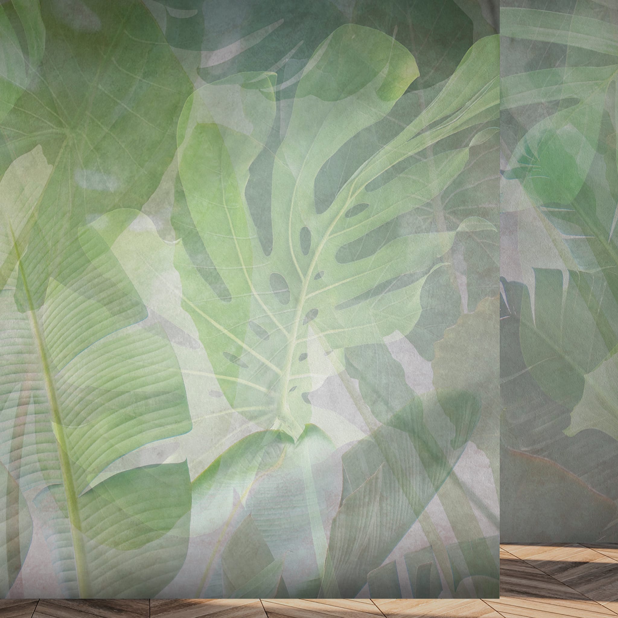 Light Green Palm Leaves Textured Wallpaper - Alternative view 1