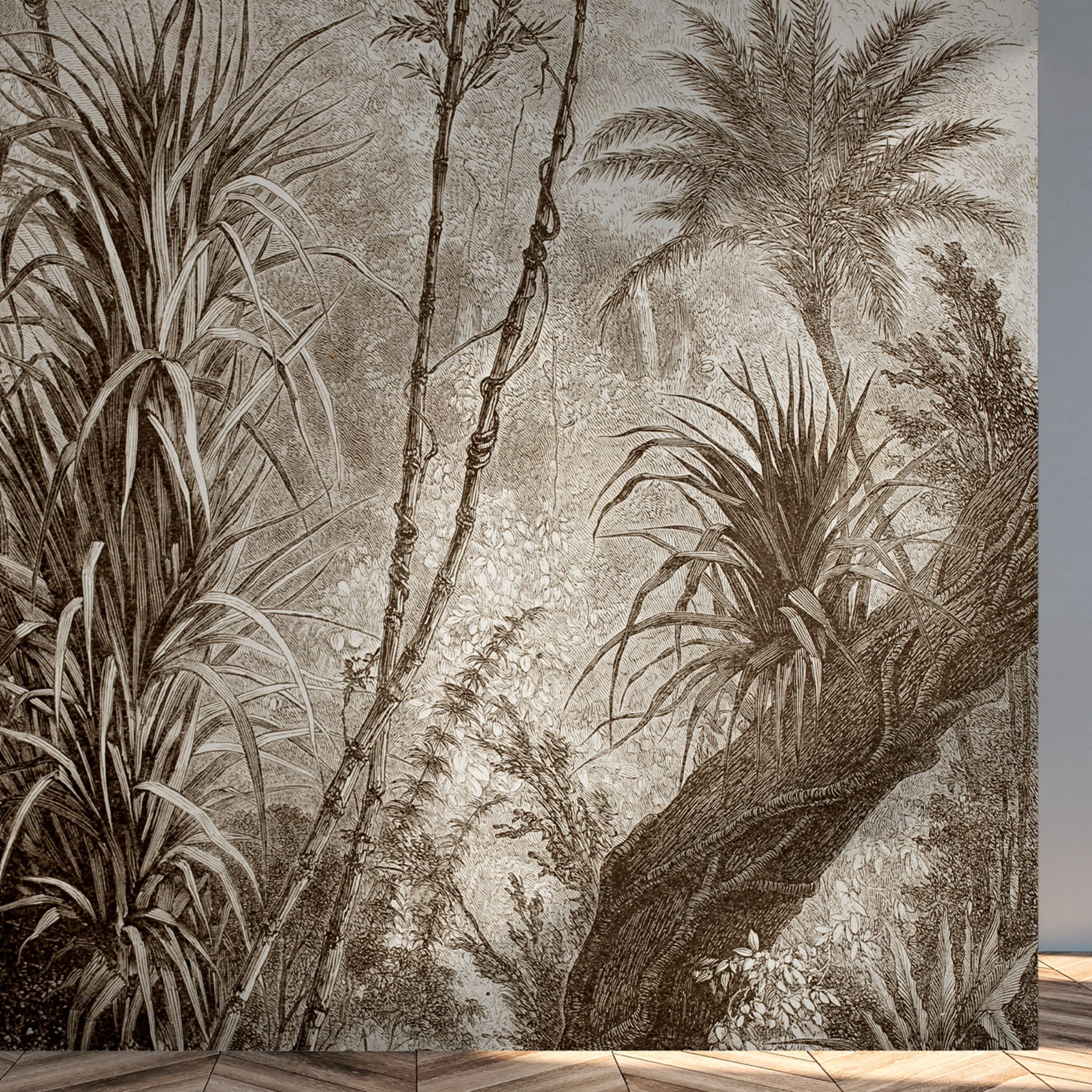 Sepia Jungle Textured Wallpaper - Alternative view 1