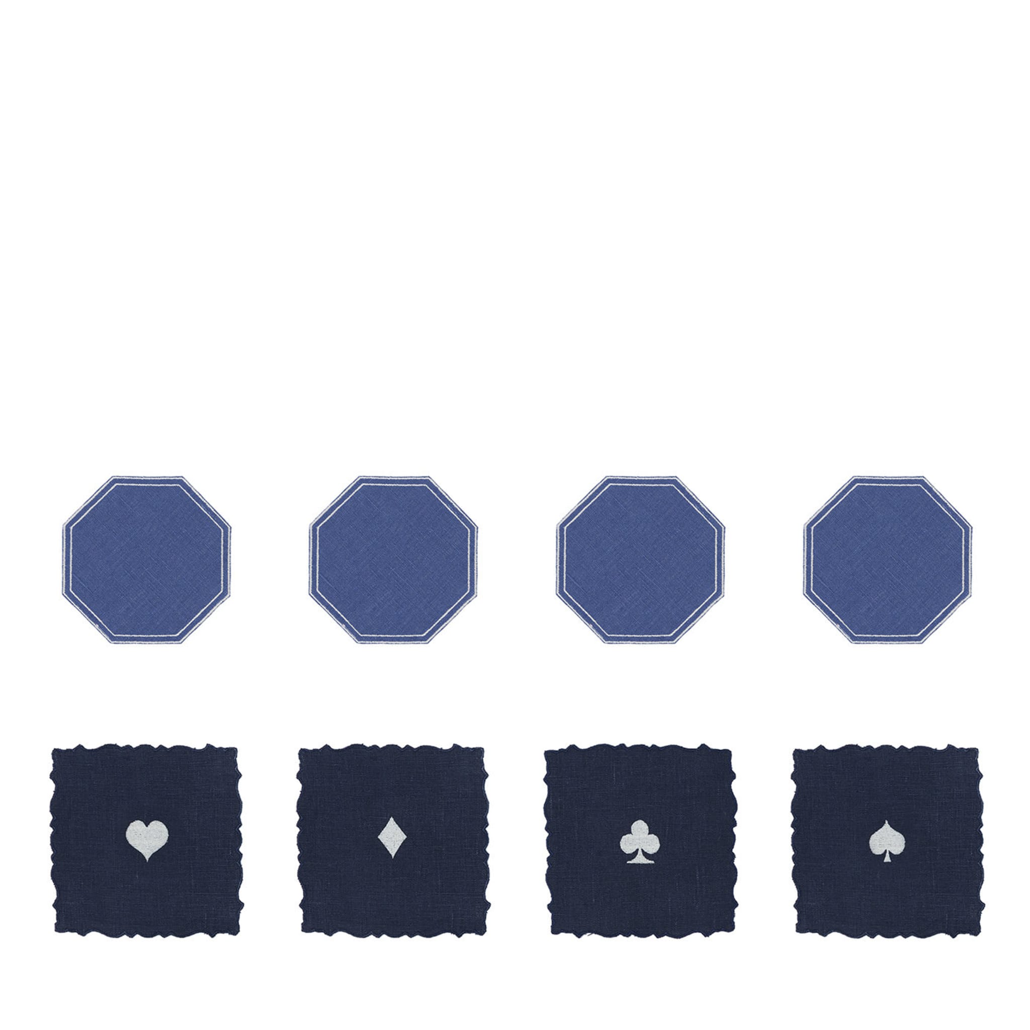Completi da gioco blu - Set di 4 tovaglioli da cocktail e 4 sottobicchieri - Vista principale