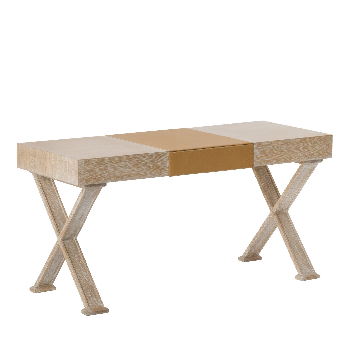 Oak Desk with Leather Hand Pad - Chelini
