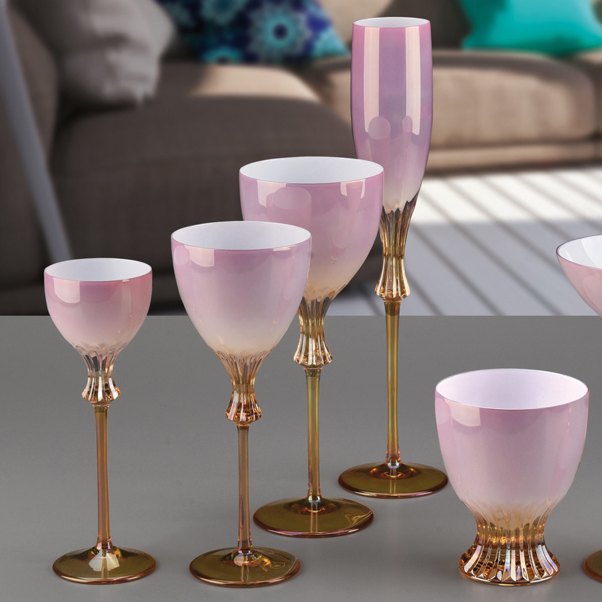 Rosa Set of 6 Pink Mixed Glasses - Alternative view 1