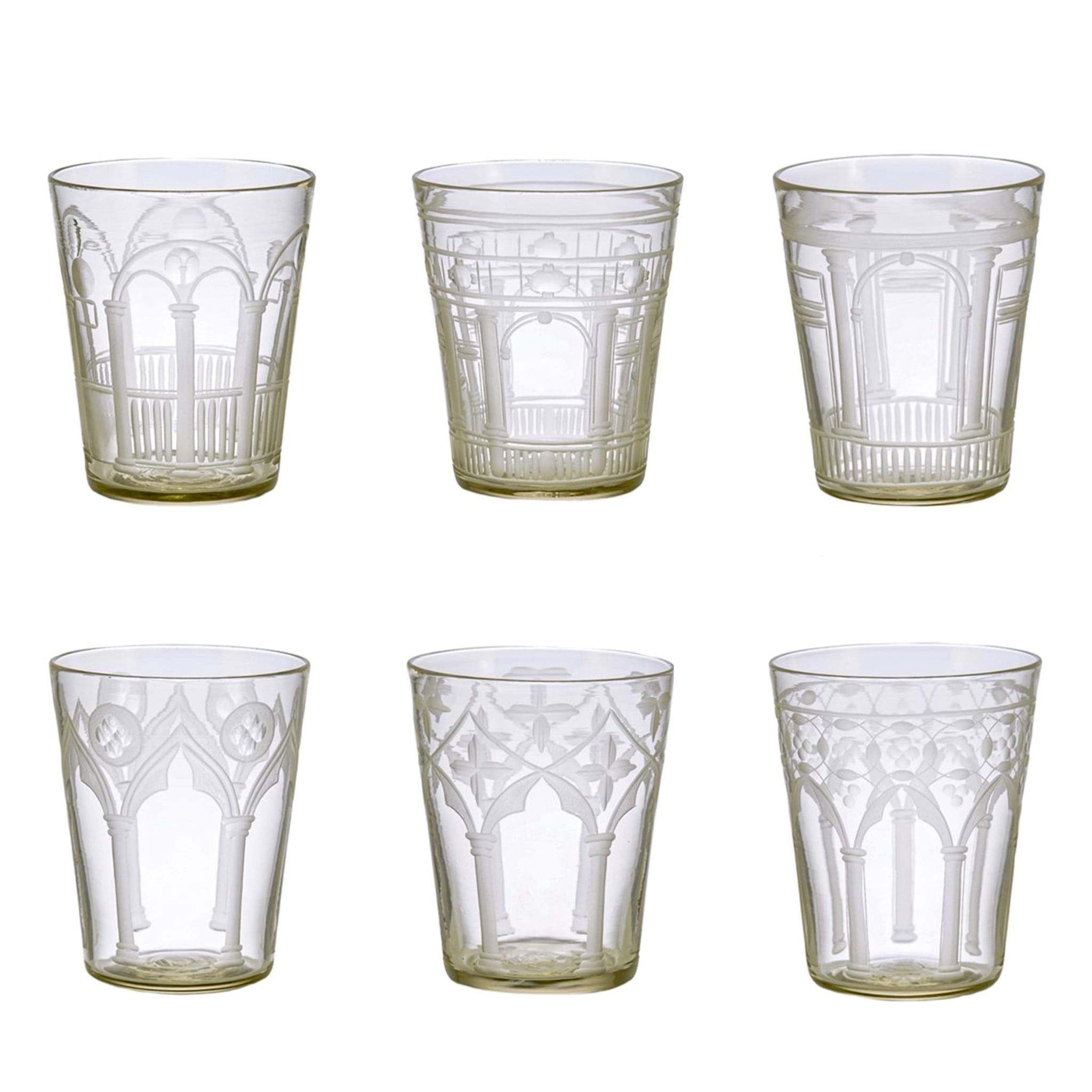 Set of 6 Antique Crystal Murano Palazzo Glasses - Main view