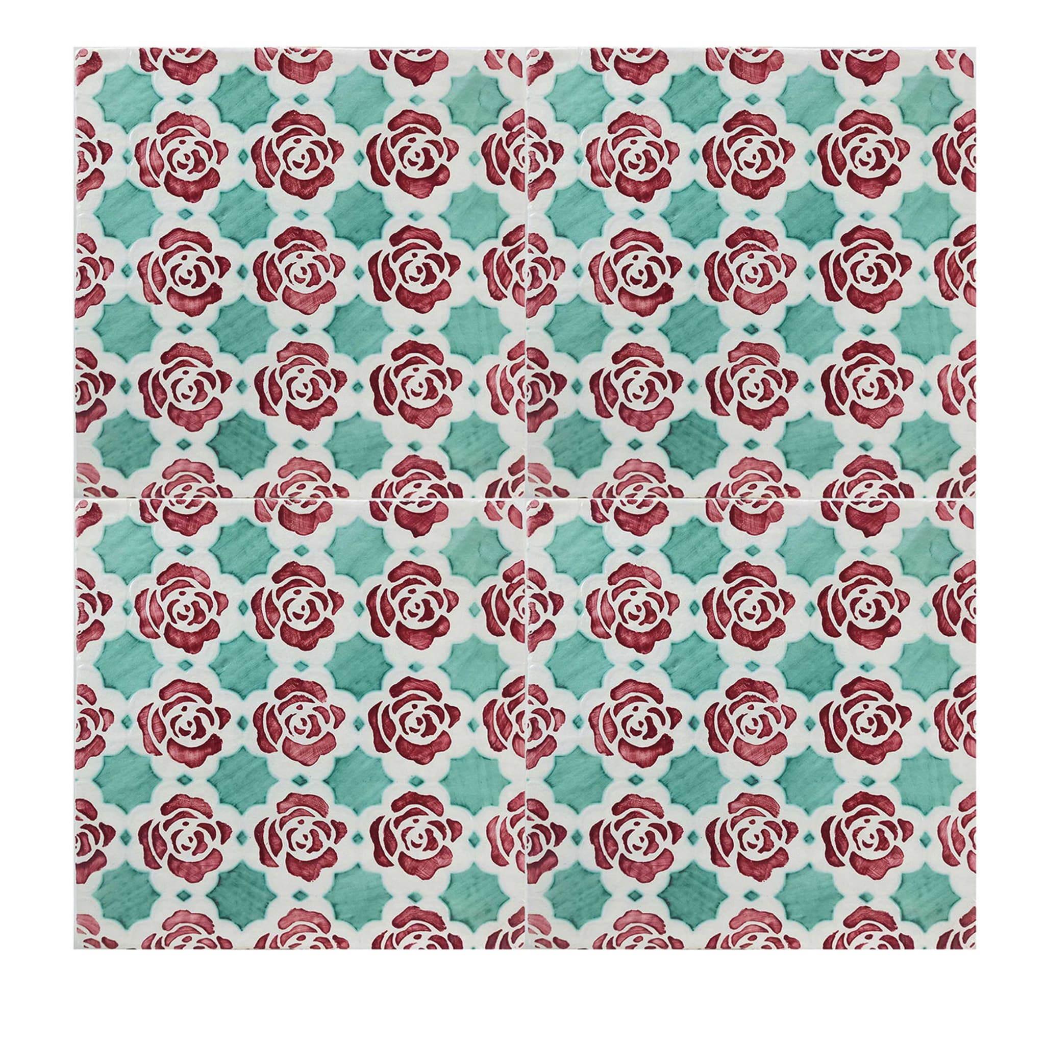 Kimeya Rosina Red and Green Set of 4 Tiles by Vincenzo Messina - Main view
