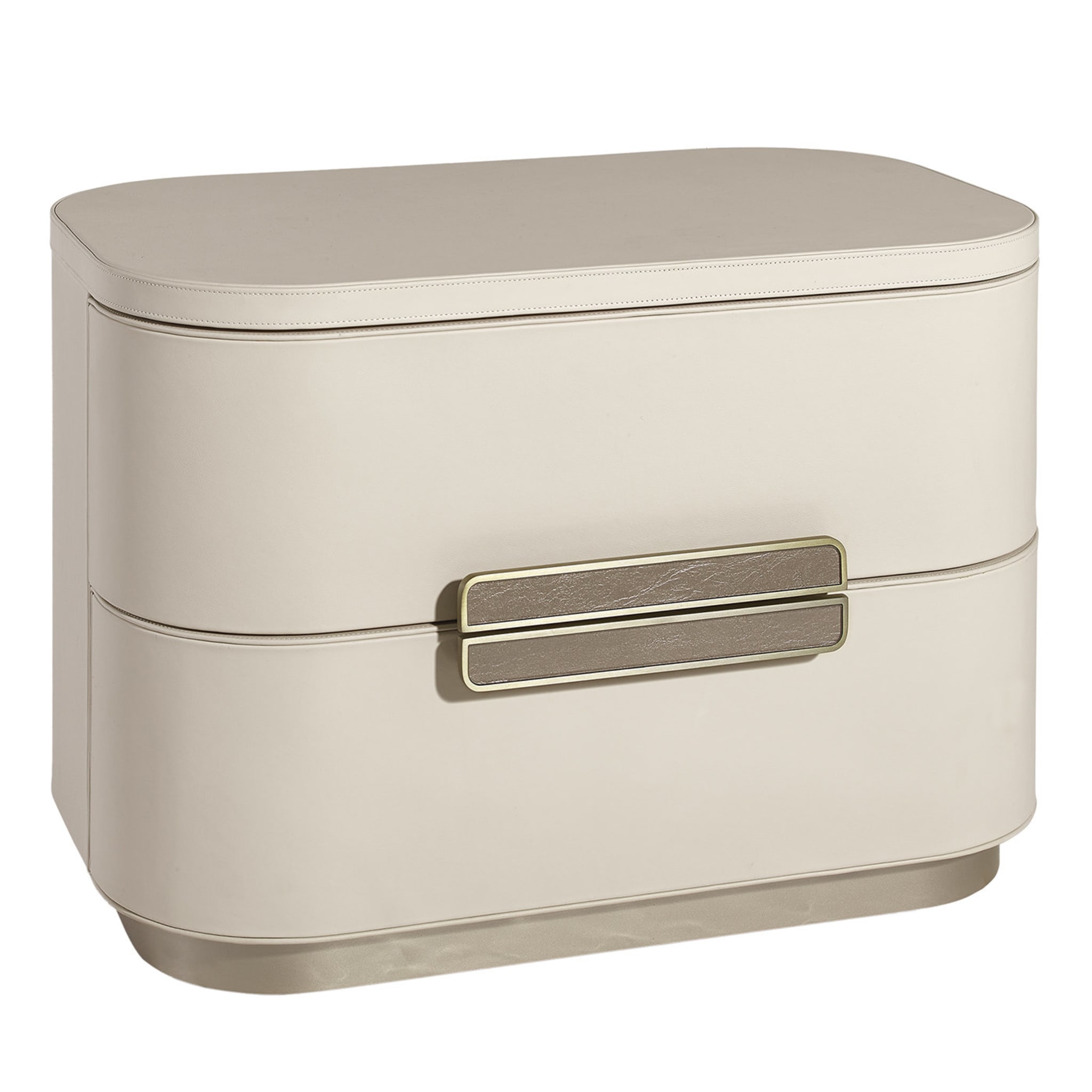 Amidele Beige Leather Nightstand - Main view