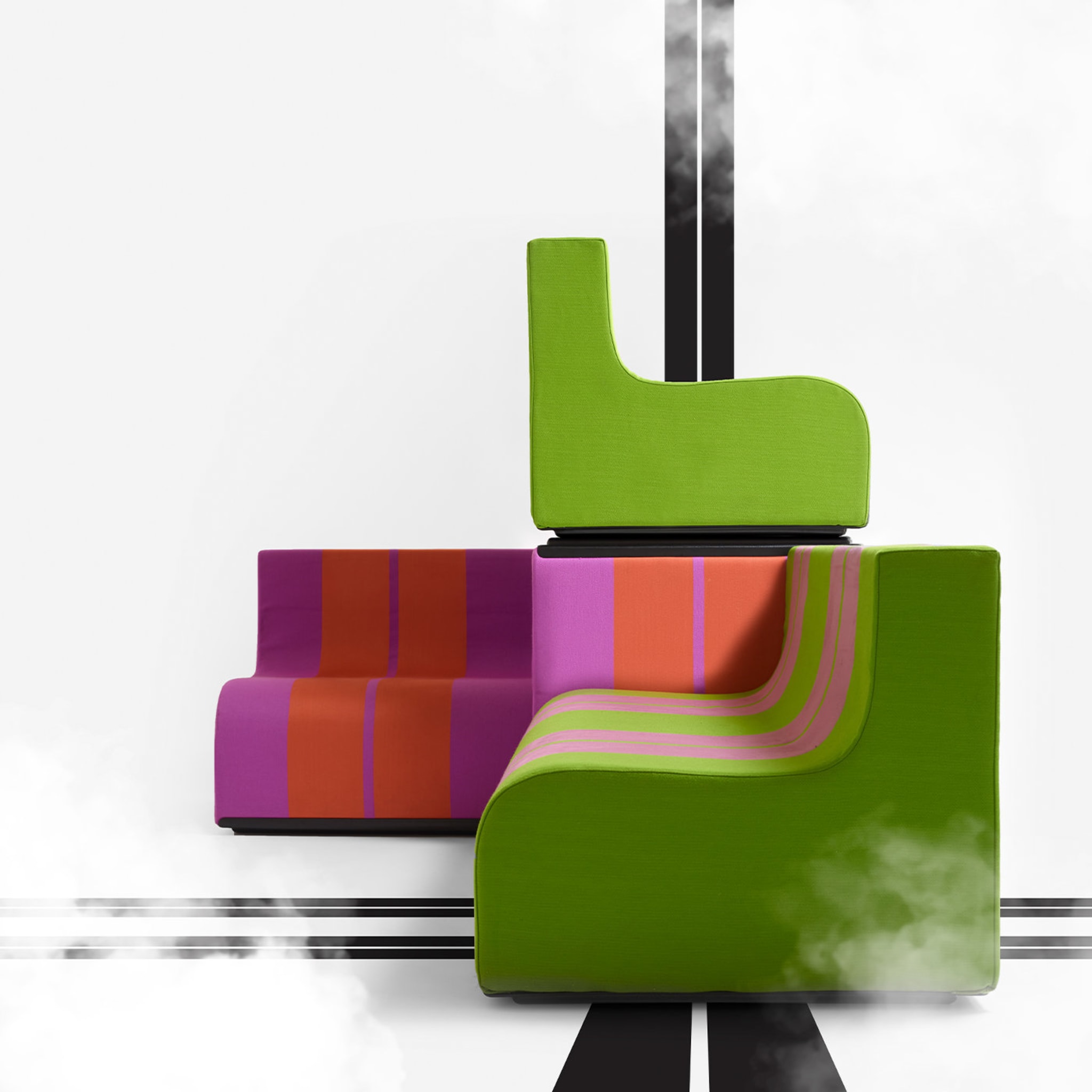 Sofo Green and Pink Armchair - Alternative view 1