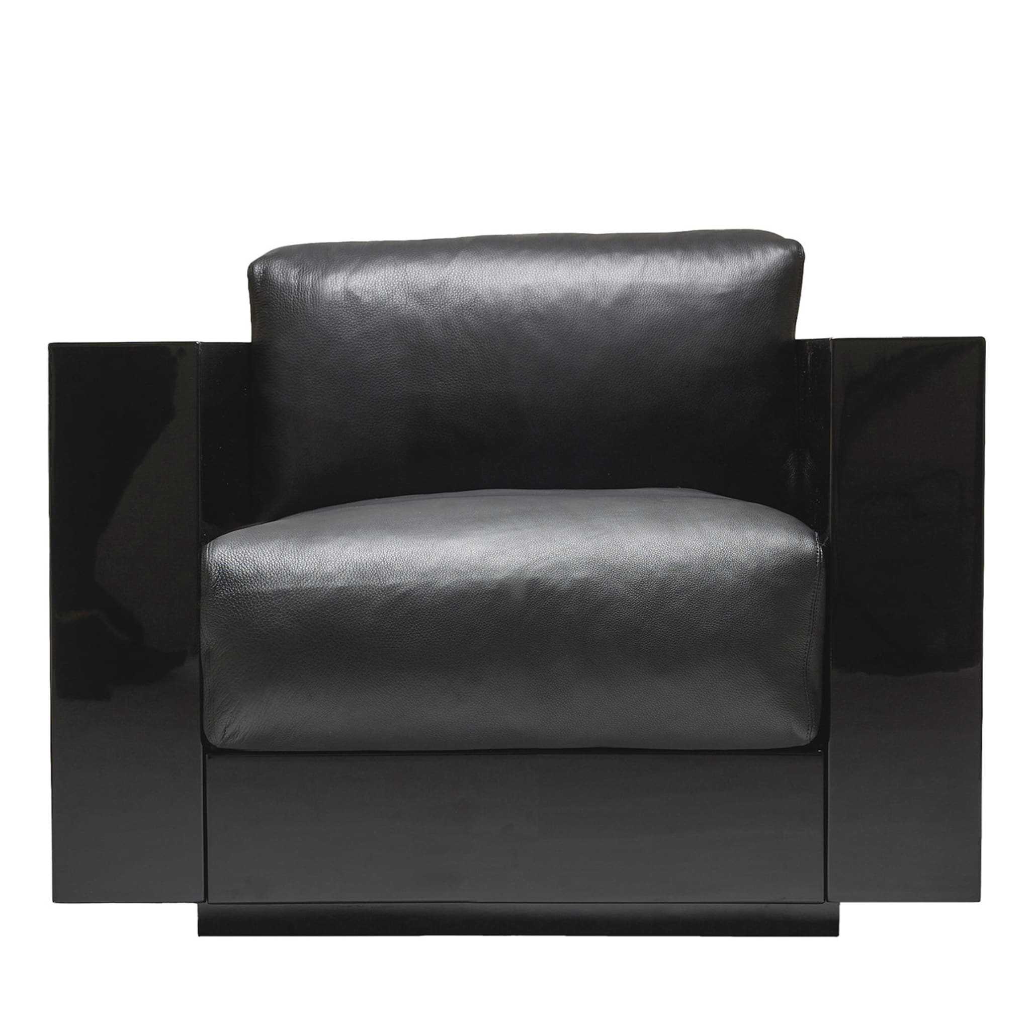 Saratoga Black Armchair by Lella and Massimo Vignelli - Main view