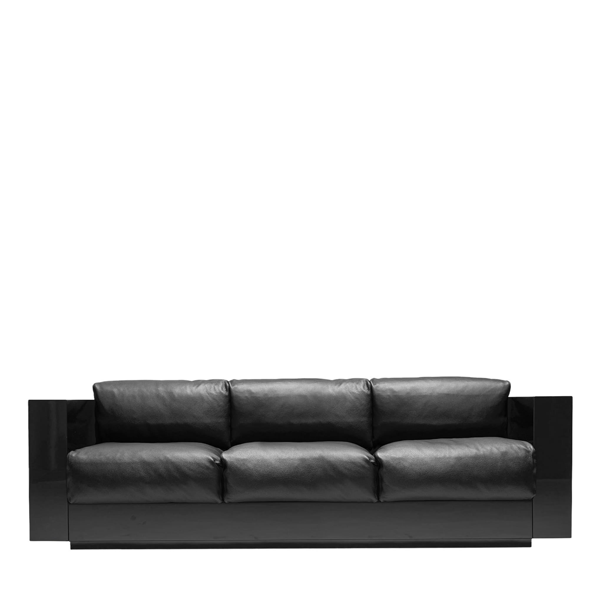 Saratoga Schwarzes 3-sitziges Sofa von Lella und Massimo Vignelli - Hauptansicht