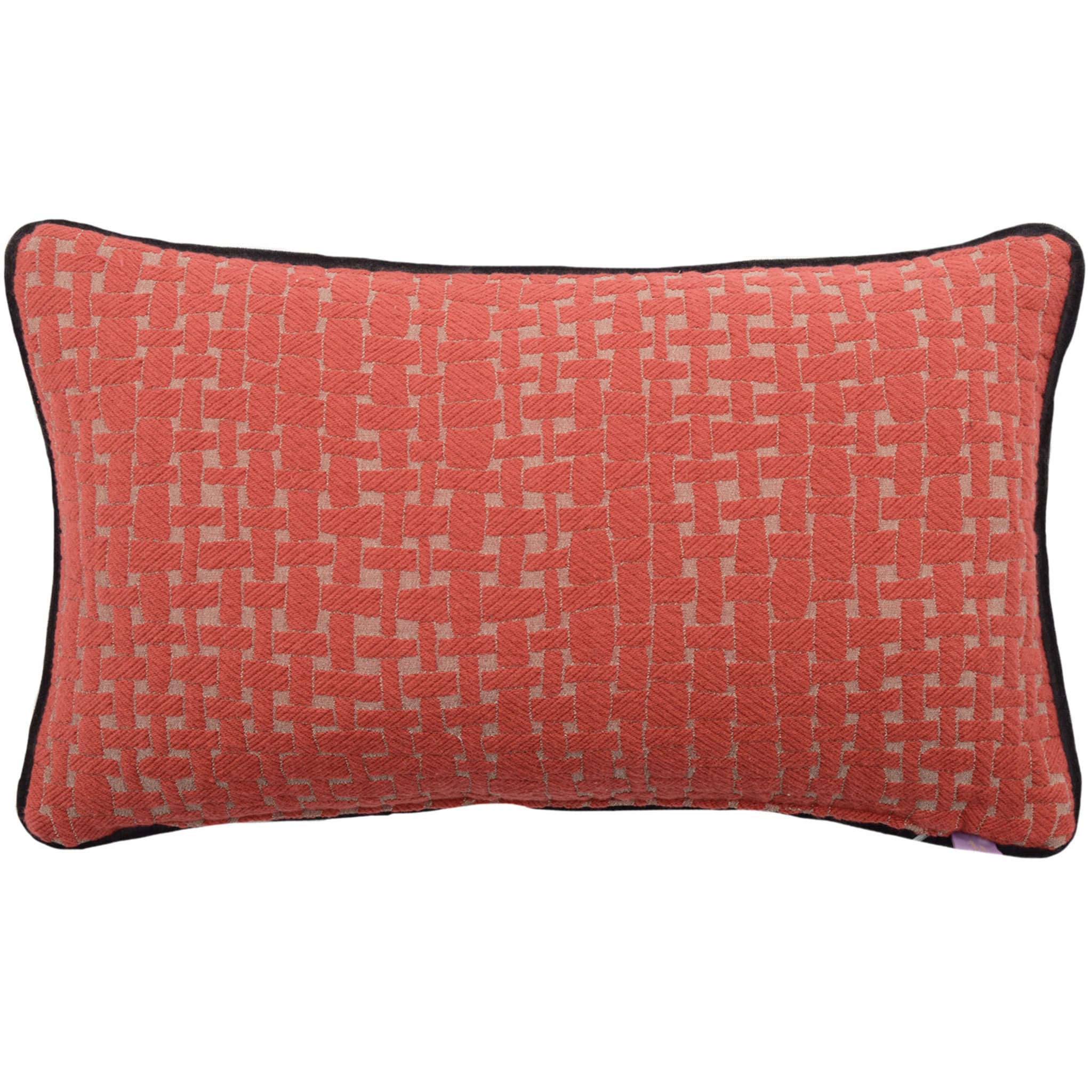 Bandé Cushion in jacquard fabric and cotton velvet - Alternative view 2
