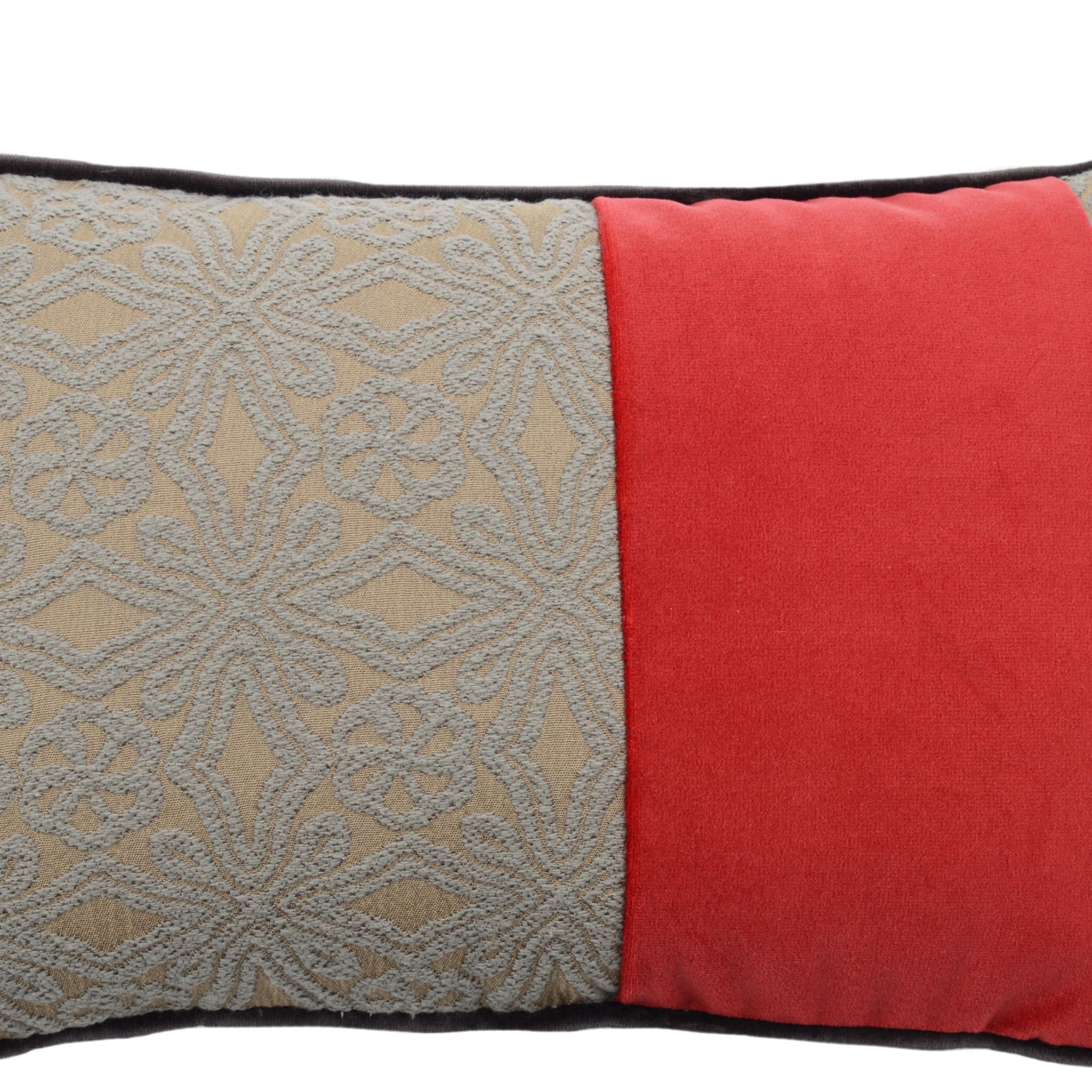 Bandé Cushion in jacquard fabric and cotton velvet - Alternative view 3