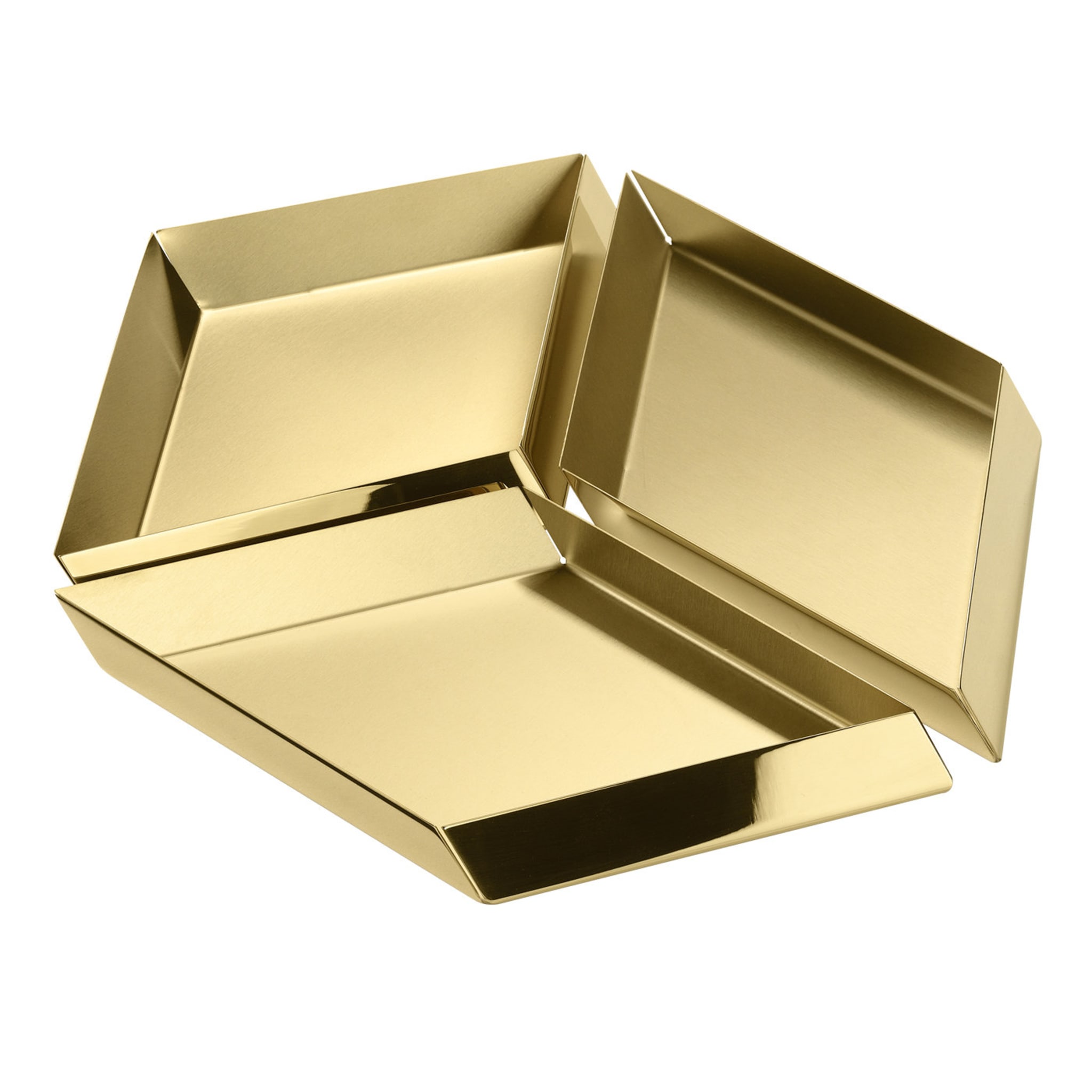 Axonometry Polished Brass Large Cube Tray By Elisa Giovannoni  - Main view