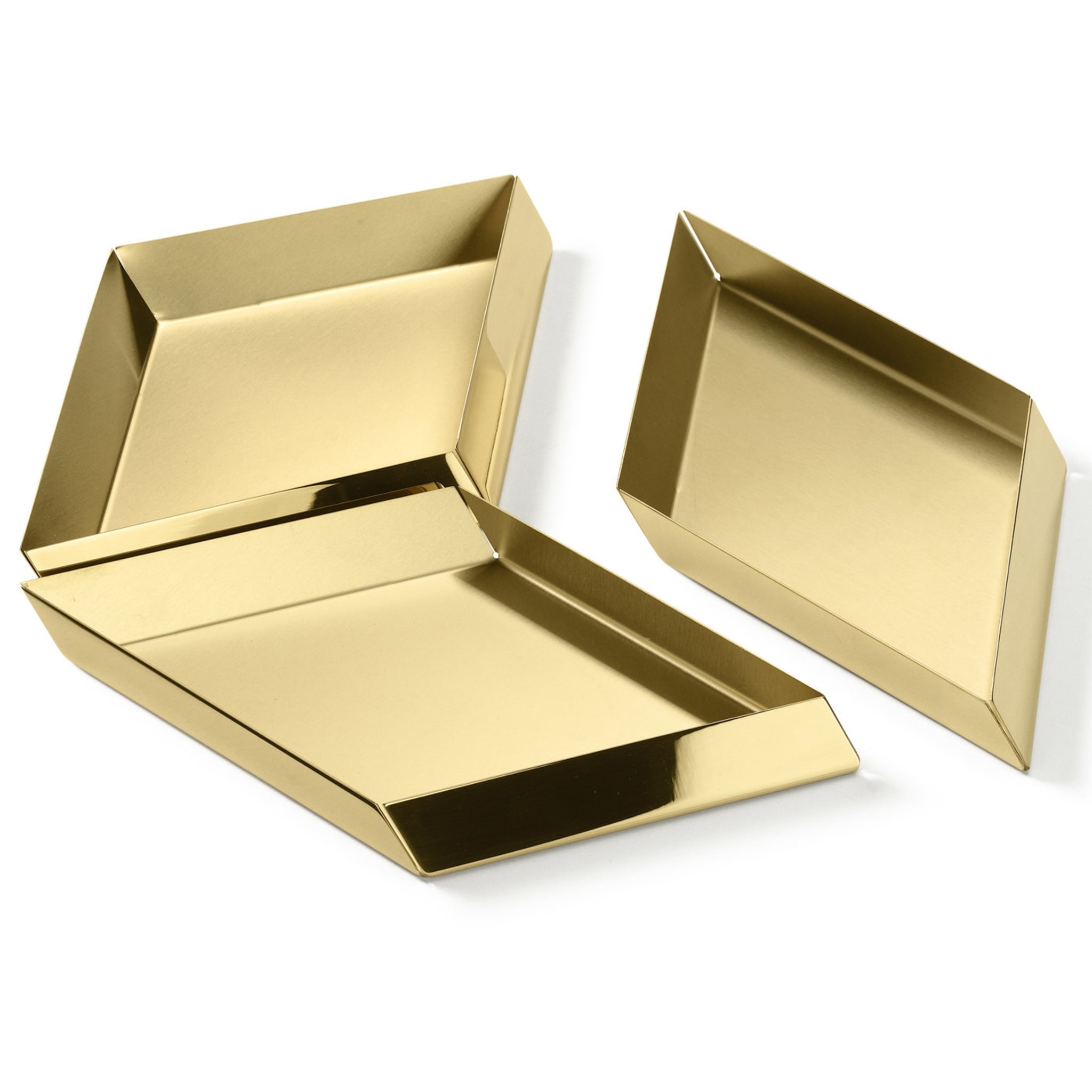 Axonometry Polished Brass Large Cube Tray By Elisa Giovannoni  - Alternative view 1
