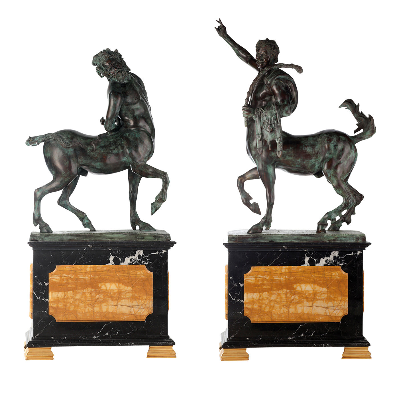 Set of 2 Centaurs Statues on Pedestals - Fonderia Artistica Ruocco