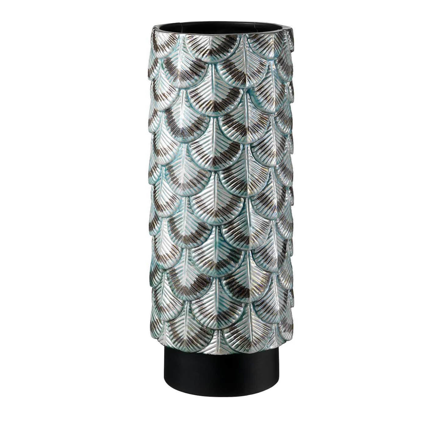 Green and Silver Plumage Vase - Botteganove