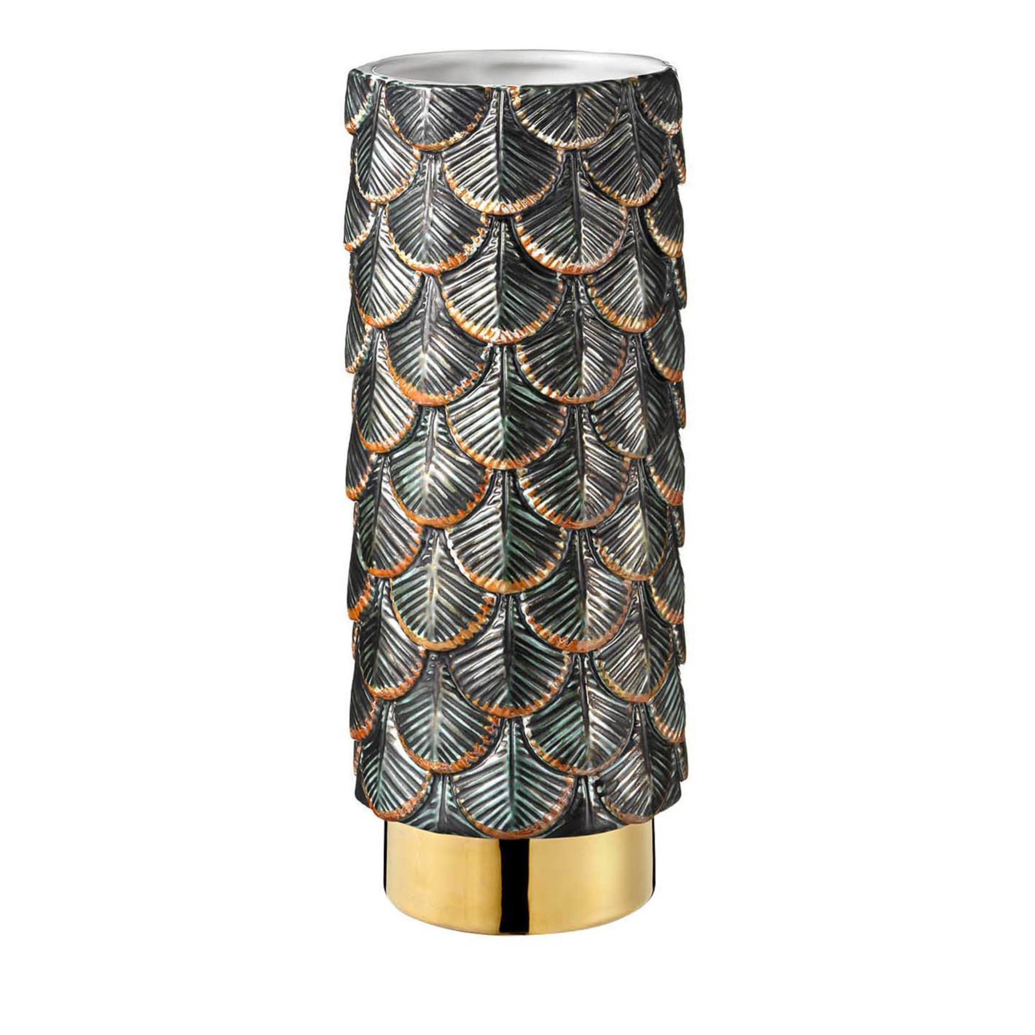 Silberne Plumage Vase mit 24K Gold - Hauptansicht