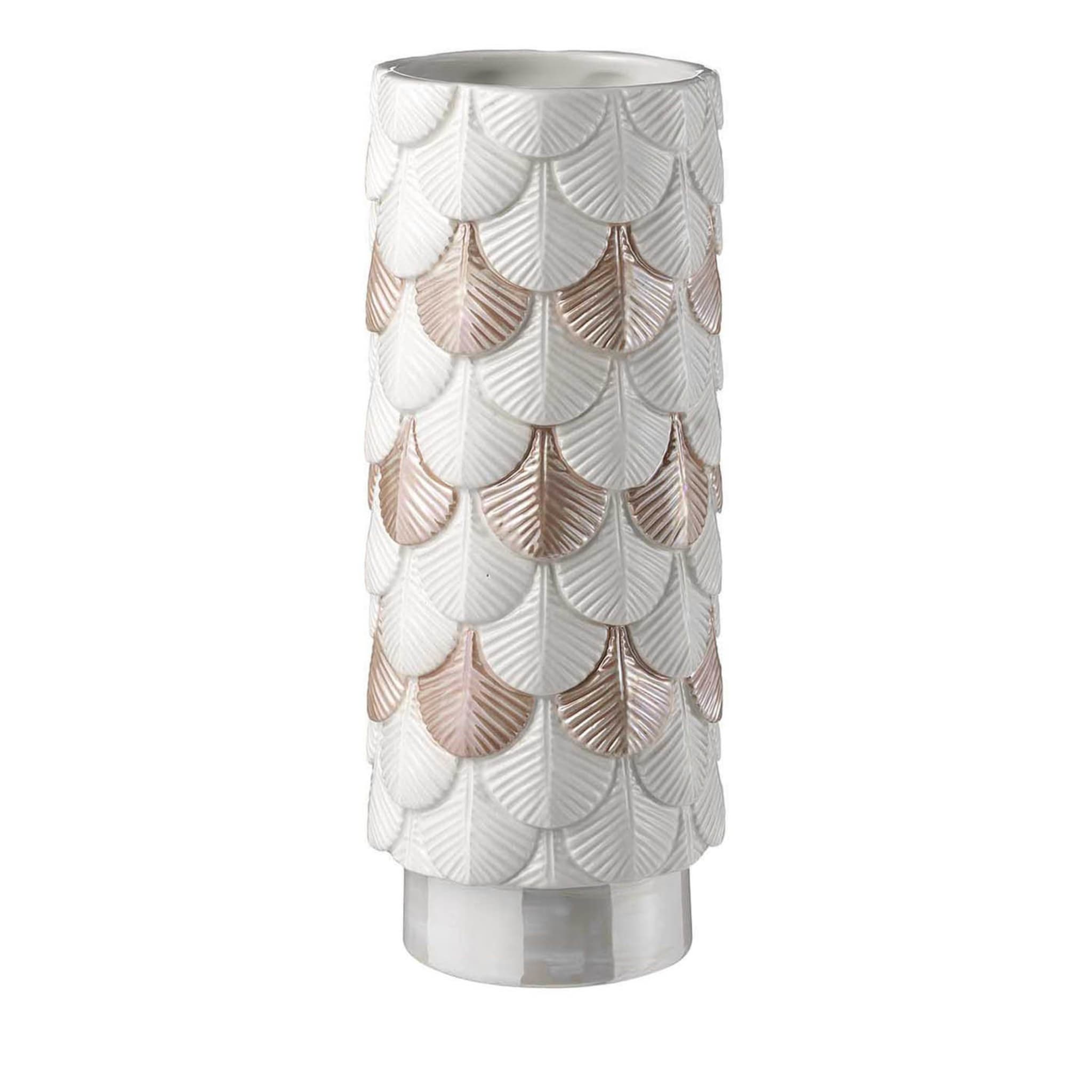 Mother of Pearl, Pink and White Plumage Vase - Main view