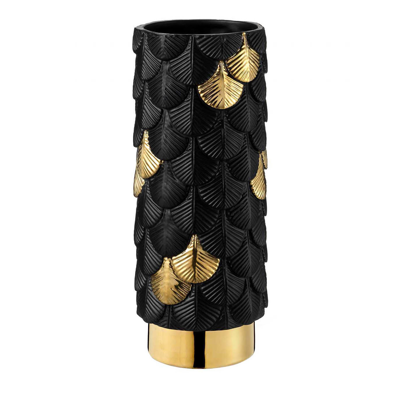 Black Plumage Vase with 24K Gold - Botteganove