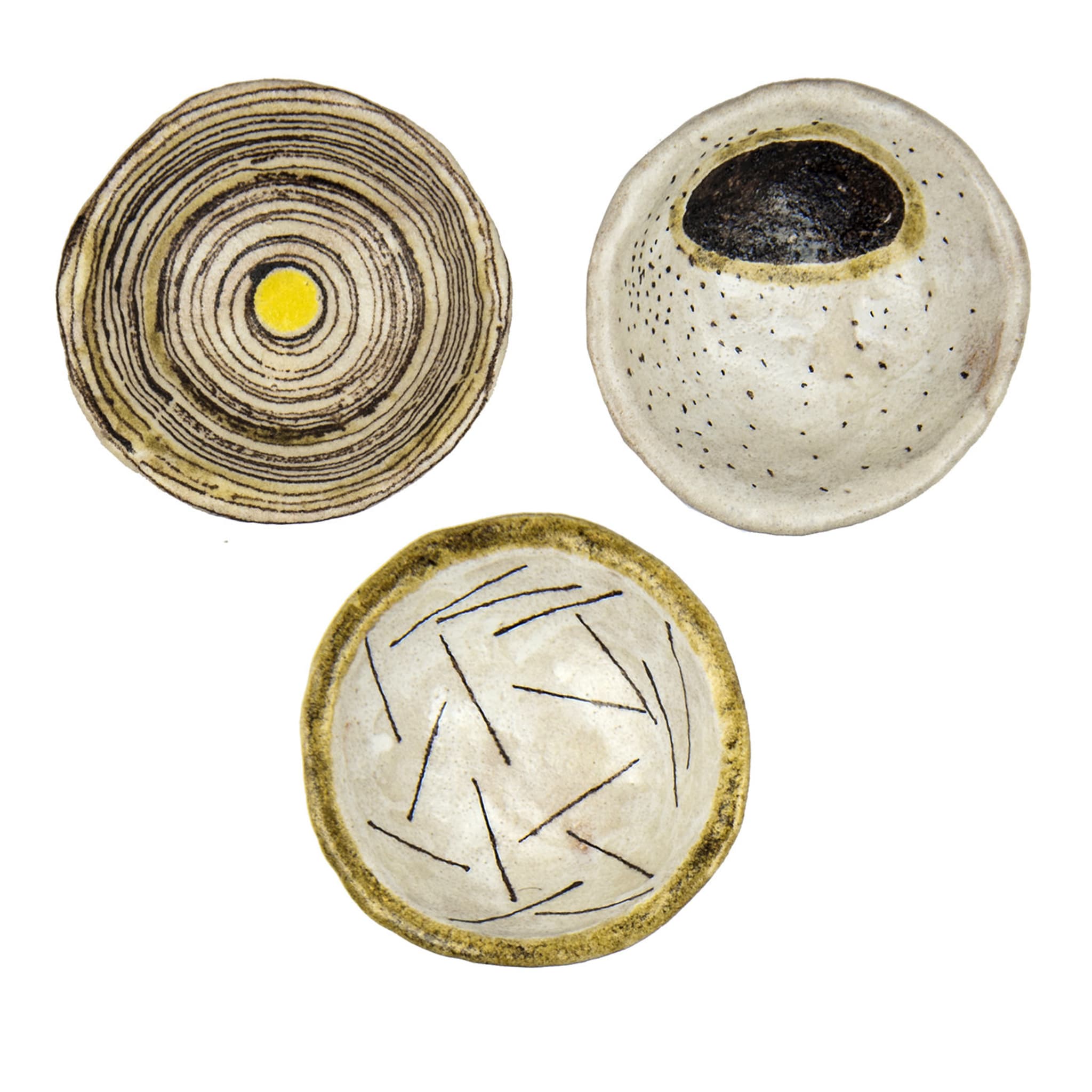 Crateri Set of 3 Yellow, Brown, and Ochre Bowls - Main view