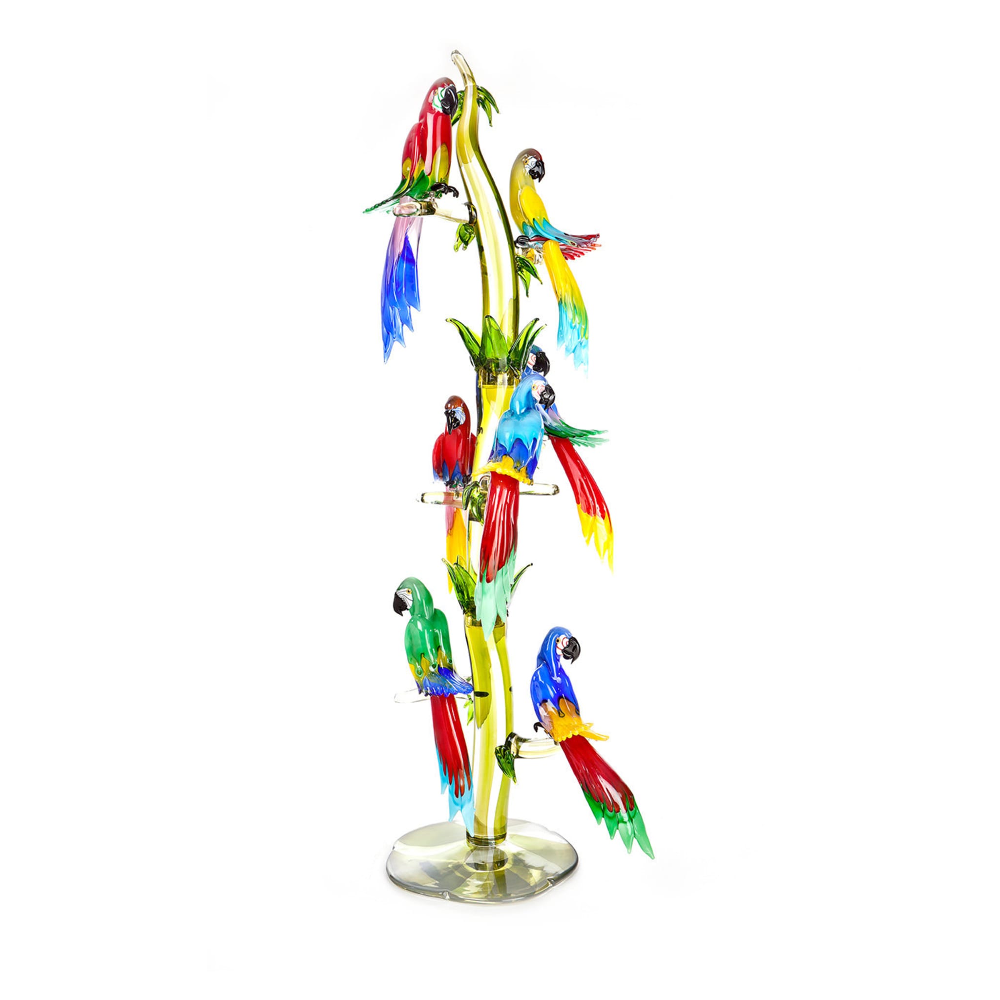 Énorme arbre en verre de Murano avec 7 perroquets - Vue principale
