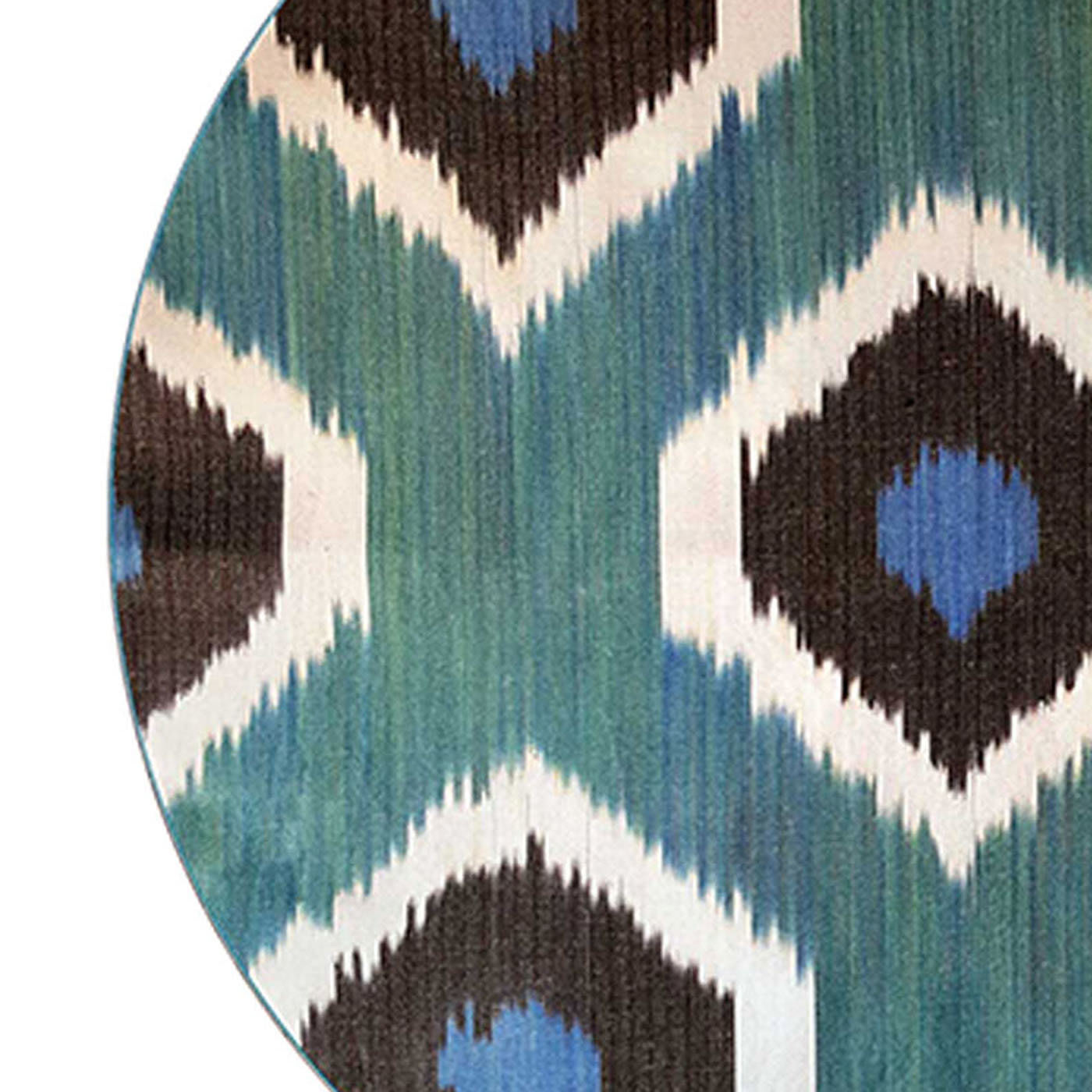 Set of 6 Ikat Porcelain Plates in Blue and Green and White - Les Ottomans
