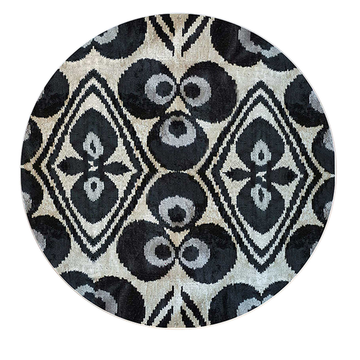 Set of 6 Ikat Porcelain Plates in Black and White - Les Ottomans