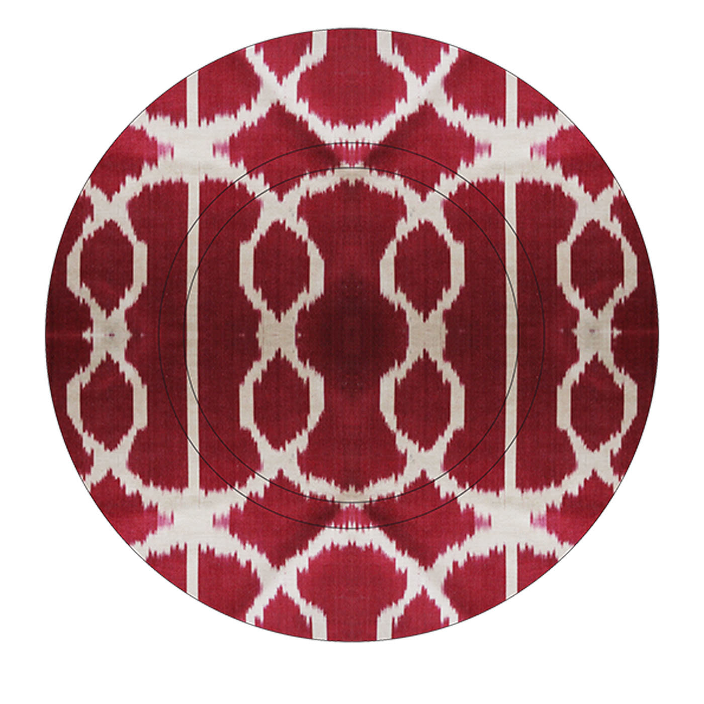 Set of 6 Ikat Glass Plates in Red and White - Les Ottomans