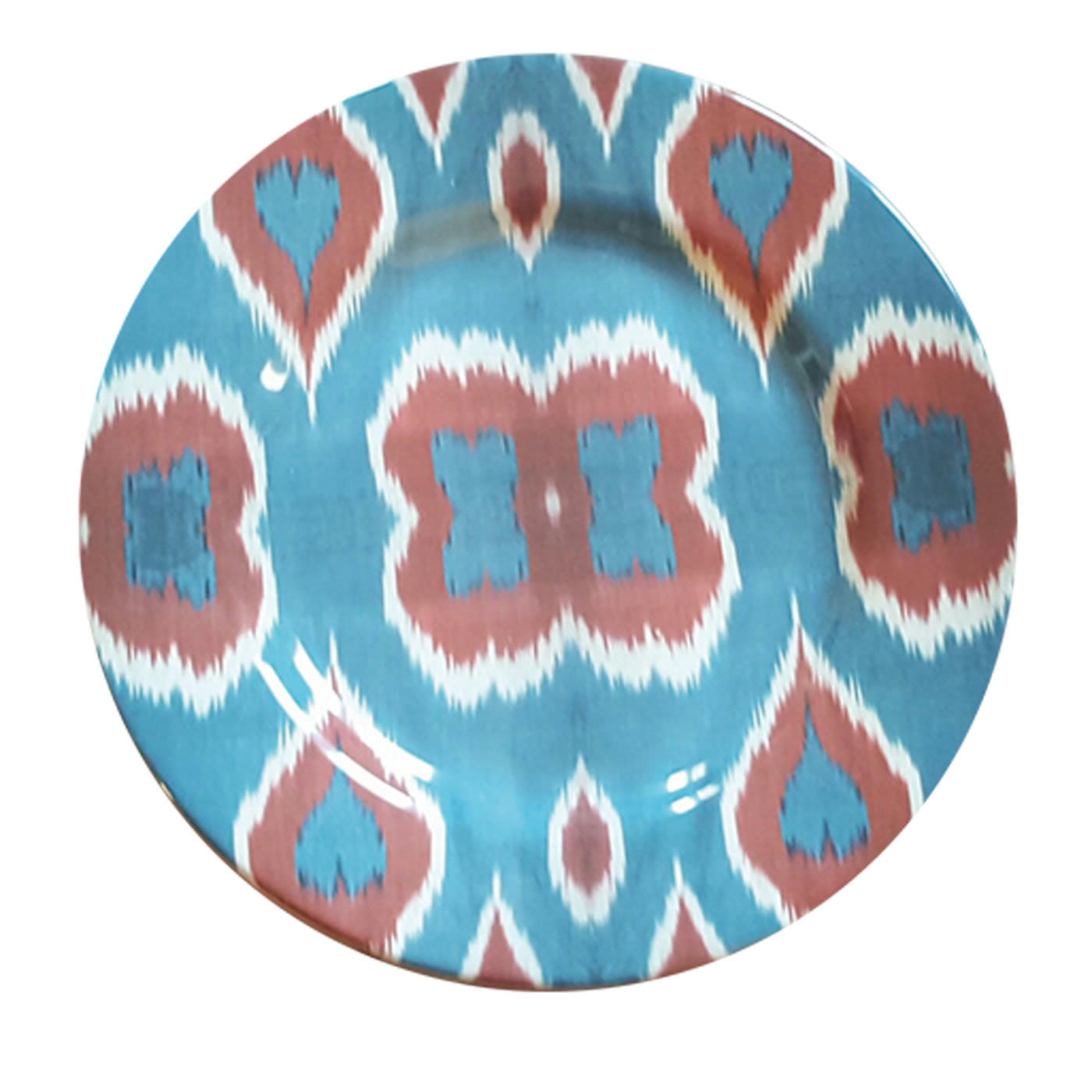 Set of 6 Ikat Ceramics Plates in Red and Blue - Les Ottomans