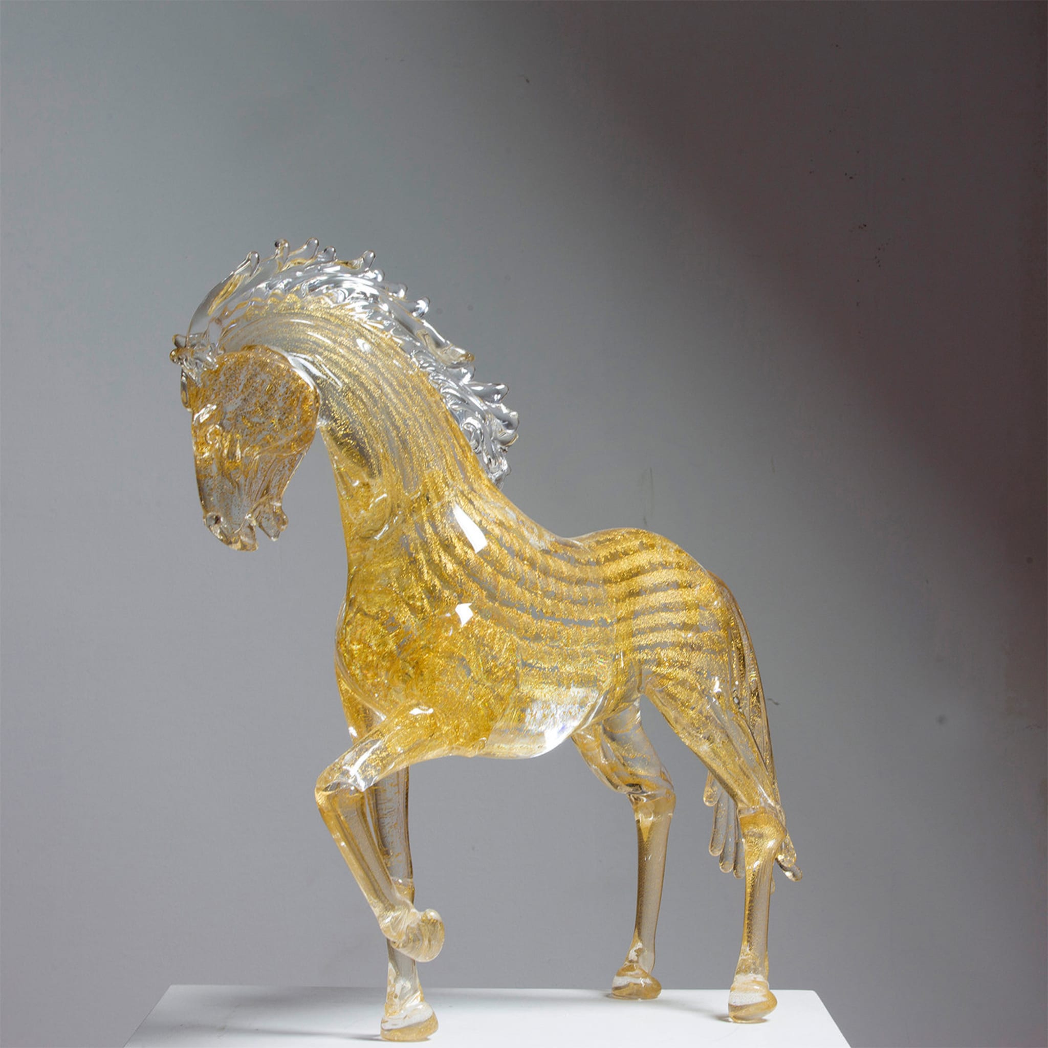 Large Gold Glass Prancing Horse - Alternative view 1