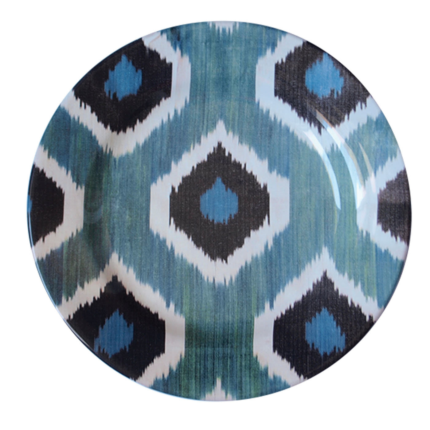 Set of 6 Ikat Glass Plates in Blue - Les Ottomans