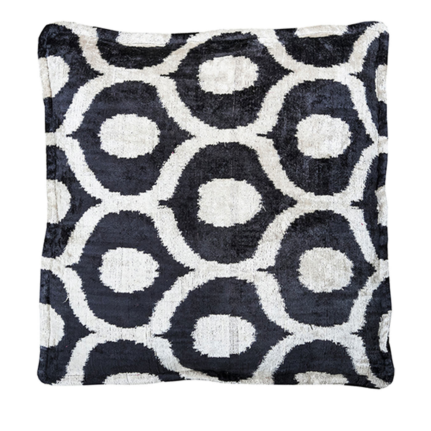 Silk Velvet Floor Cushion in Black and White - Les Ottomans