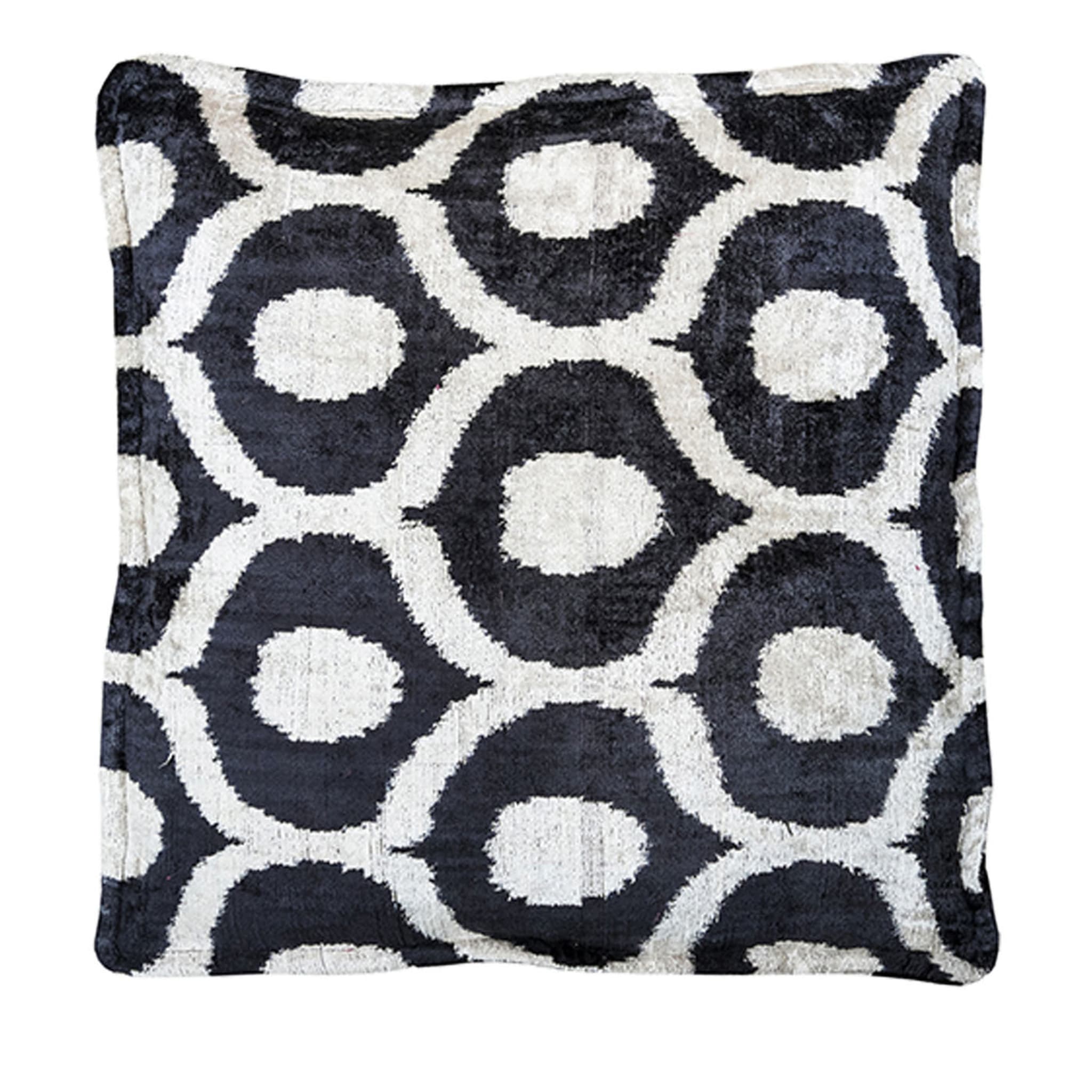 Silk Velvet Floor Cushion in Black and White - Main view