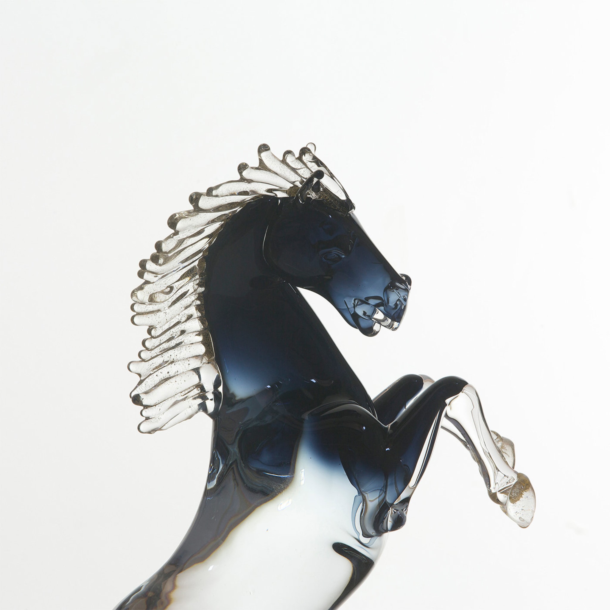 Large Black Glass Rearing Horse - Alternative view 3