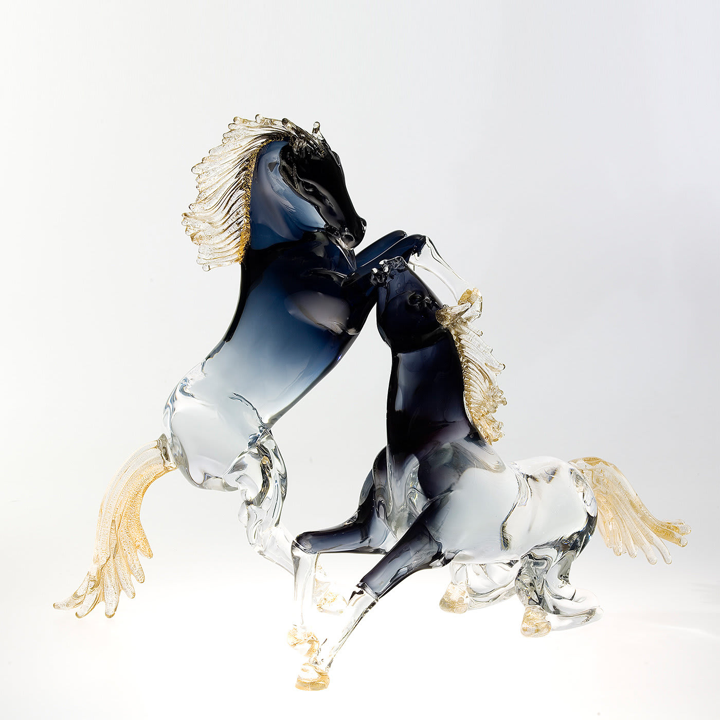 Large Black Glass Rearing Horse - Zanetti Murano