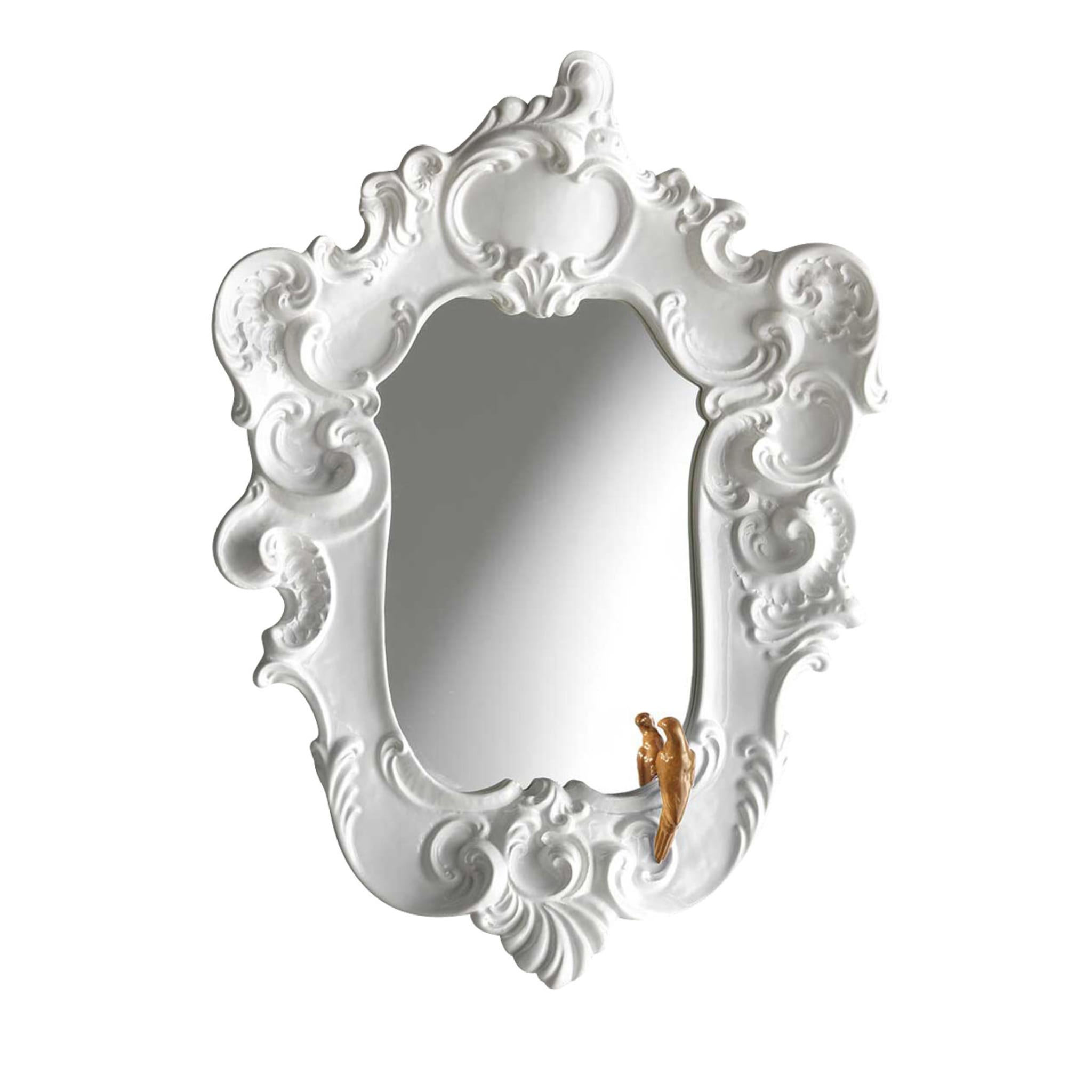 White Baroque Style Parrot Mirror - Main view
