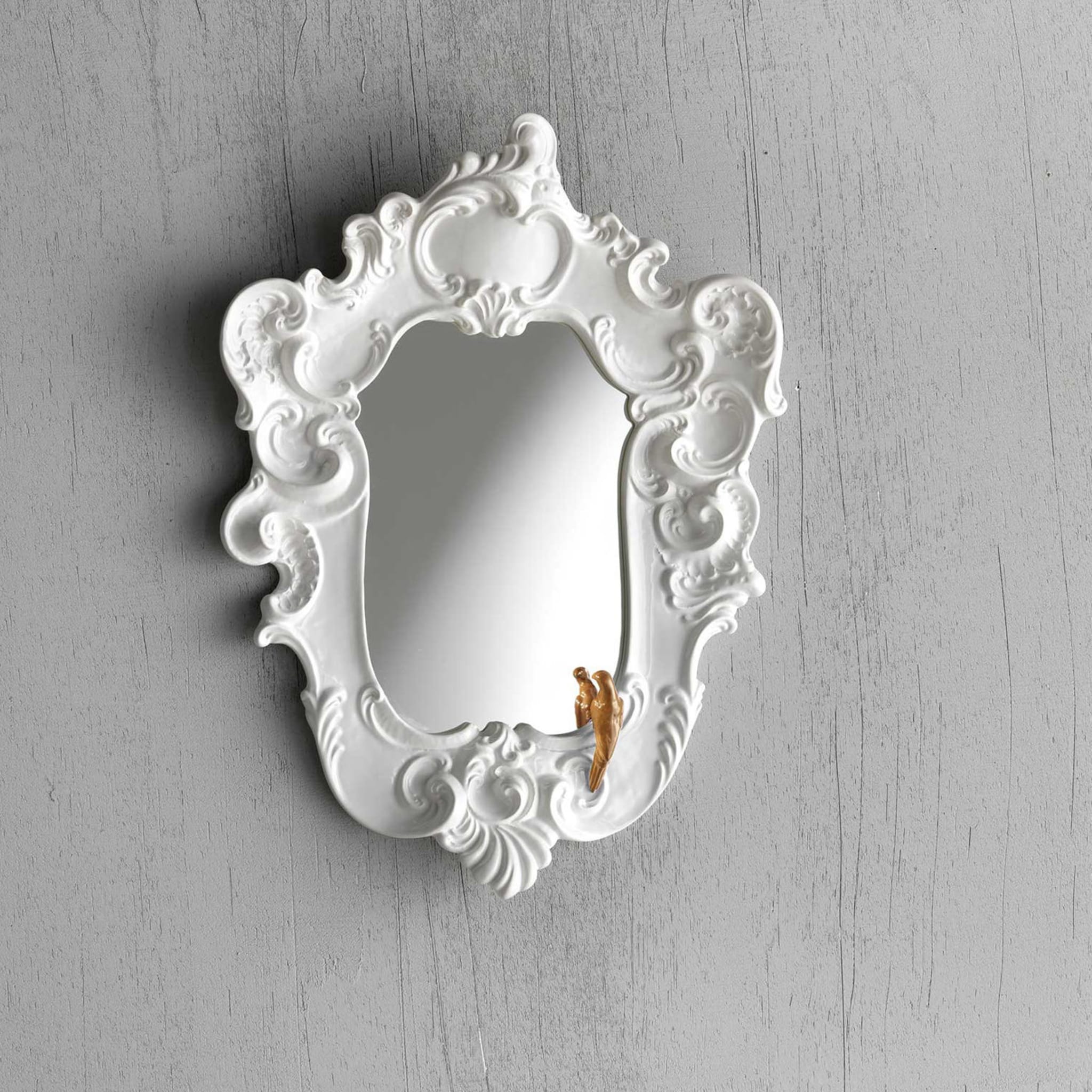 White Baroque Style Parrot Mirror - Alternative view 2