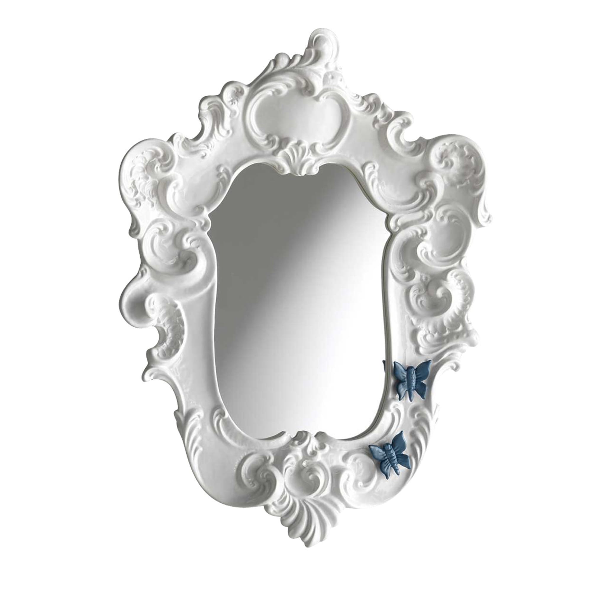White Baroque Style Butterfly Mirror - Main view