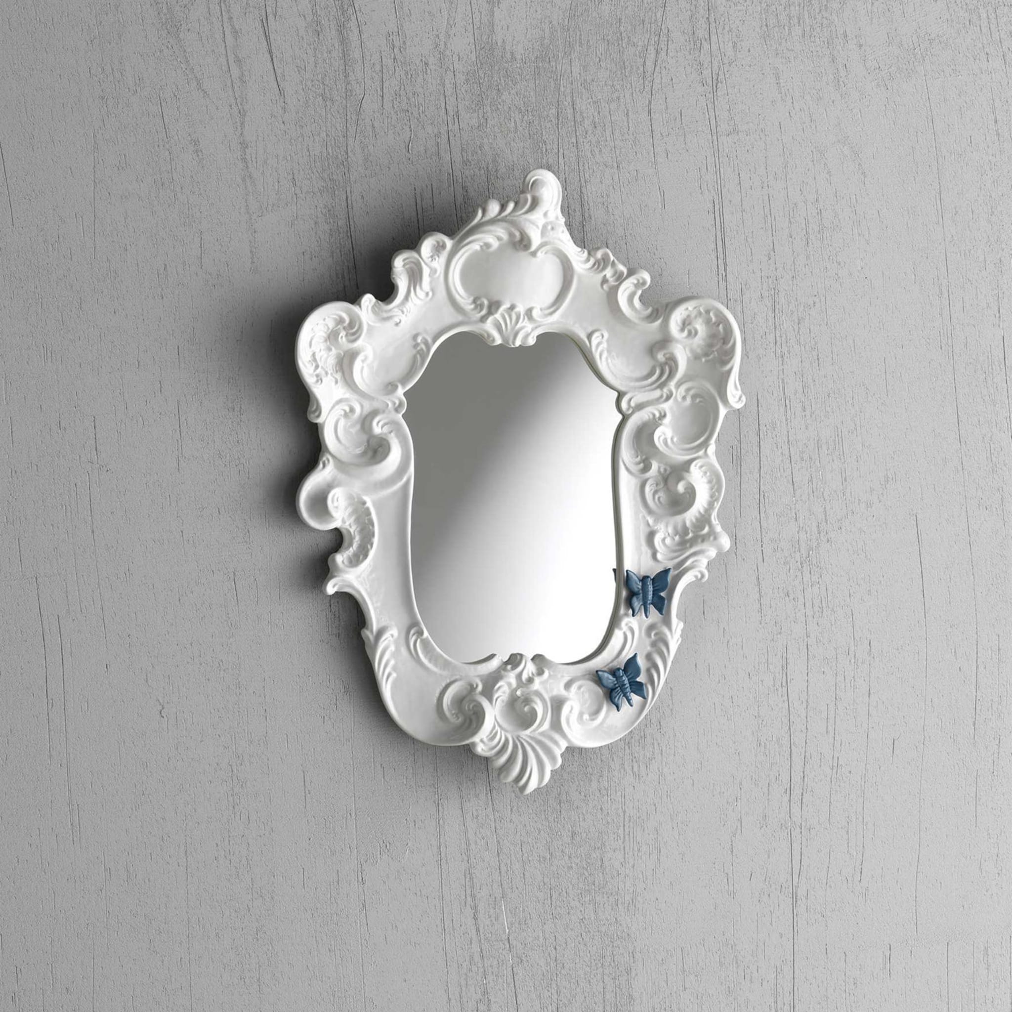 White Baroque Style Butterfly Mirror - Alternative view 2