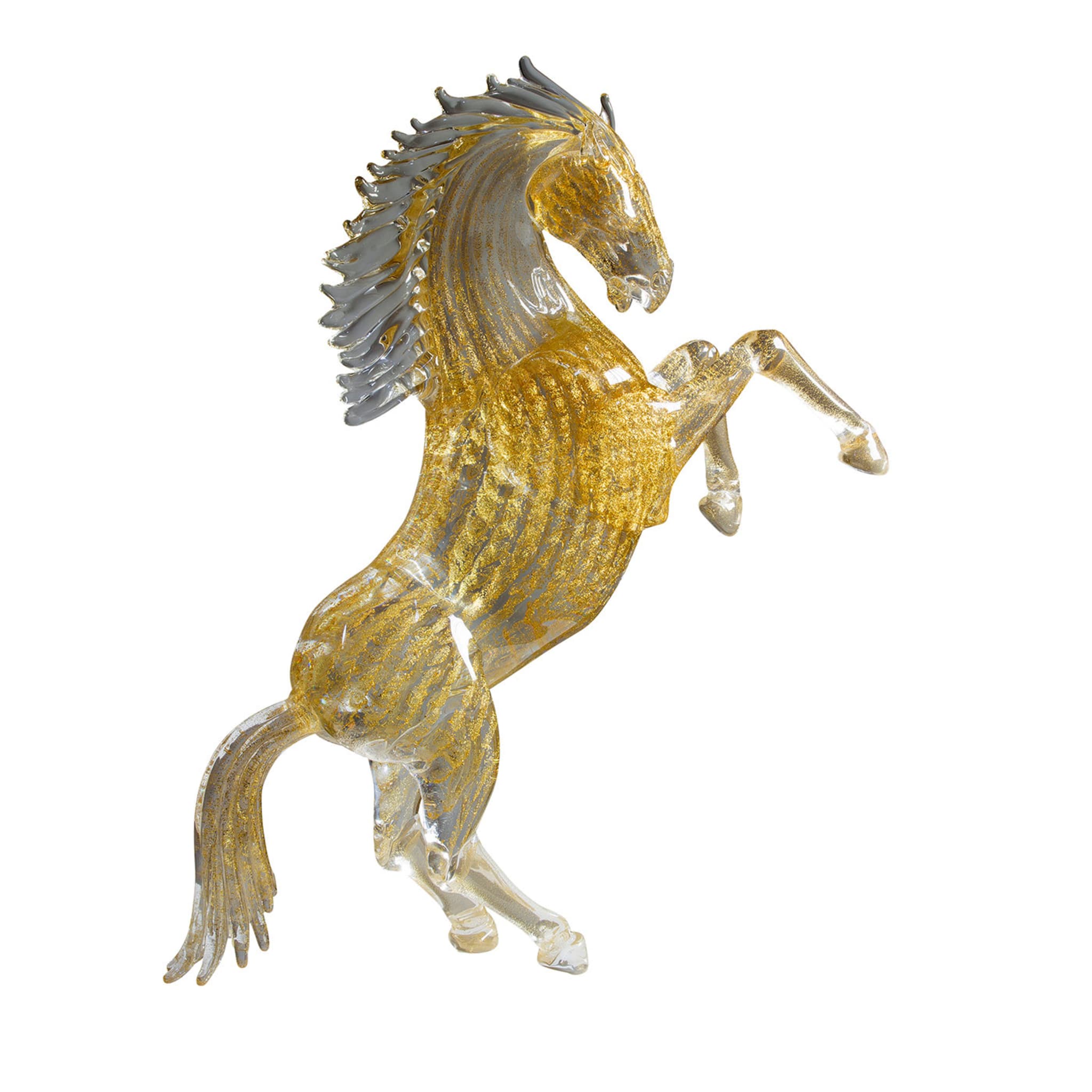 Small Gold Glass Rearing Horse - Main view