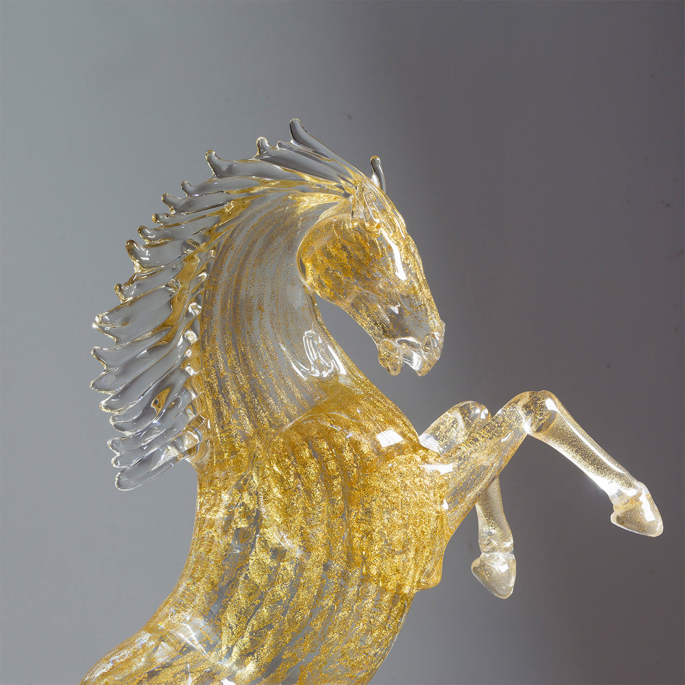 Small Gold Glass Rearing Horse - Zanetti Murano