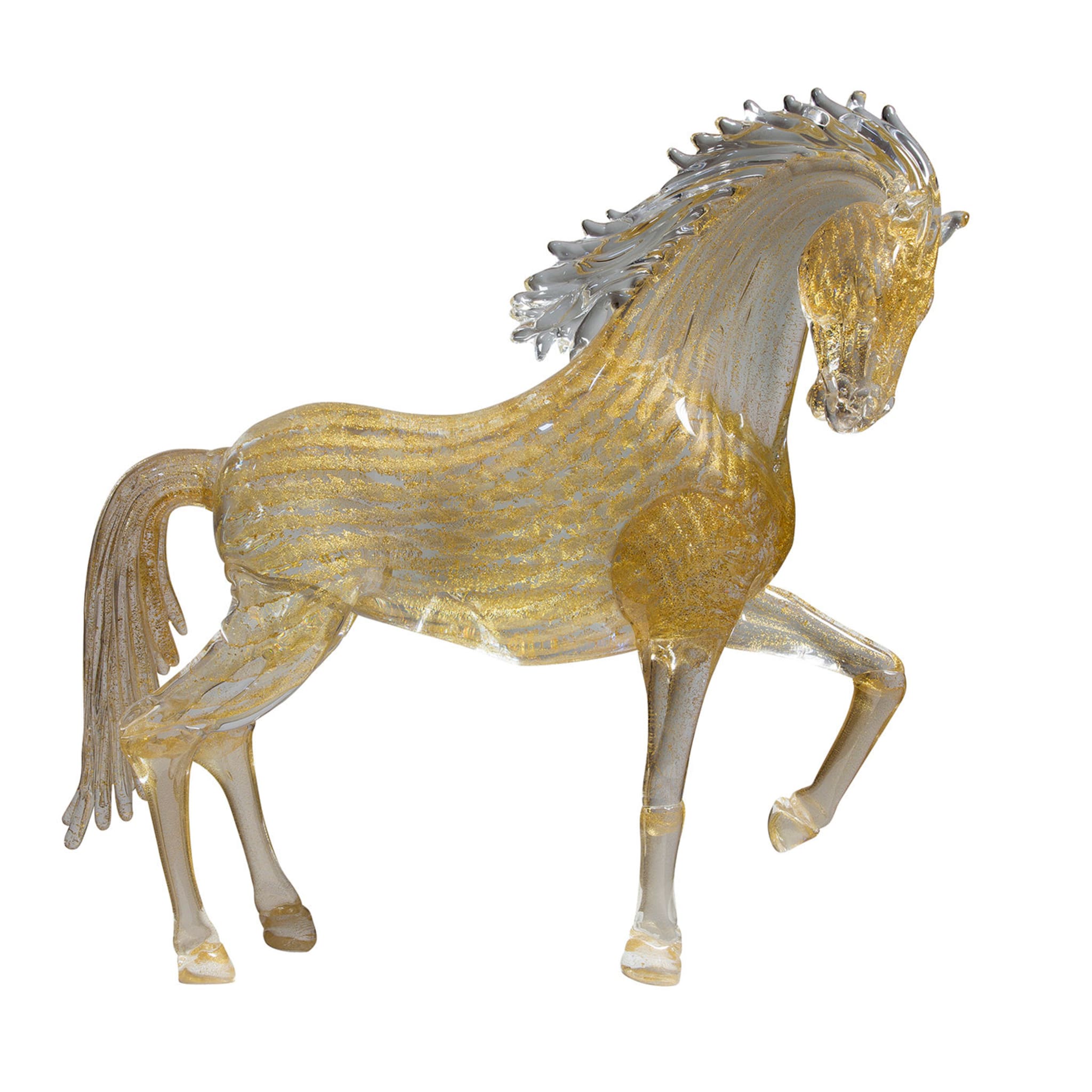 Small Gold Glass Prancing Horse - Main view
