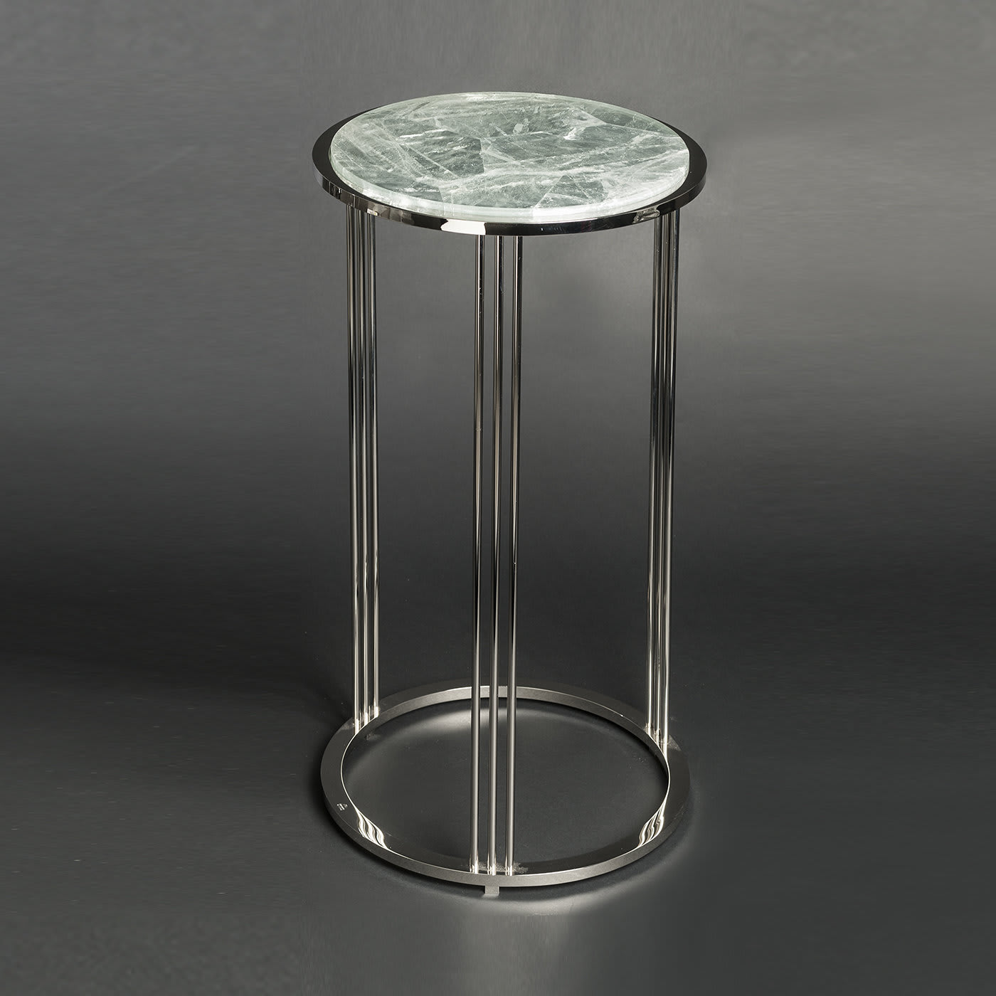 Tall Hyaline Quartz Round Side Table  - Giuliano Tincani