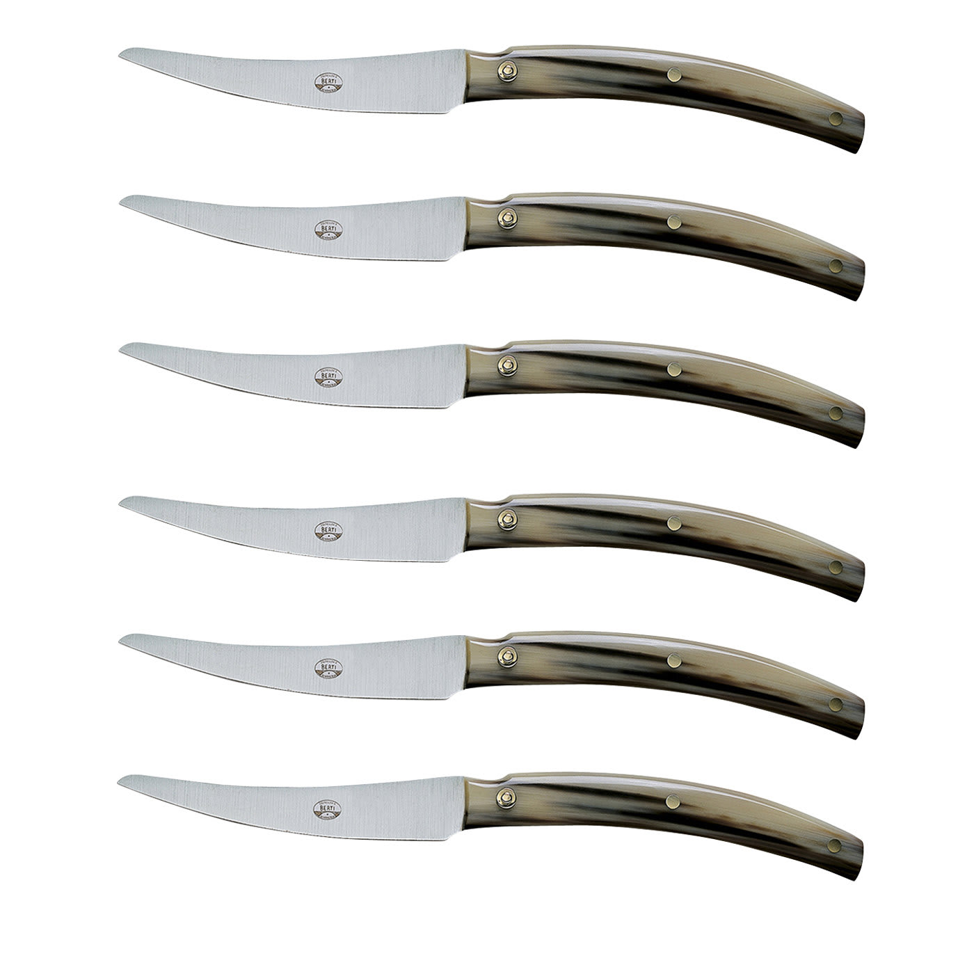 Set of Six Convivio Nuovo Knives with Ox Horn Handle - Coltellerie Berti