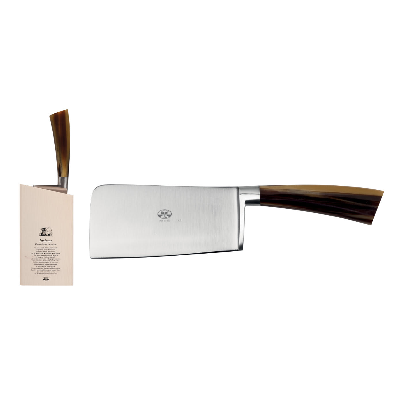 Insieme Set of Block and Meat Cleaver with Cornotech Handle - Coltellerie Berti