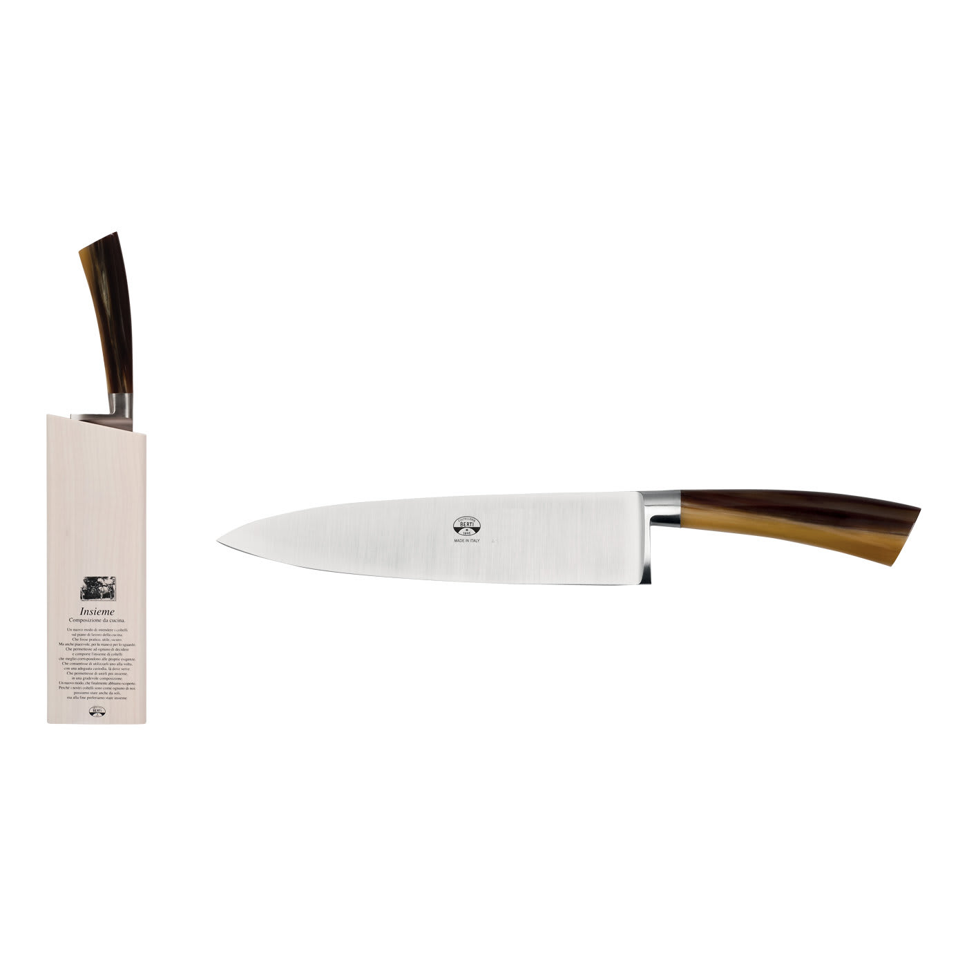 Insieme Set of Block and Carving Knife with Cornthech Handle - Coltellerie Berti