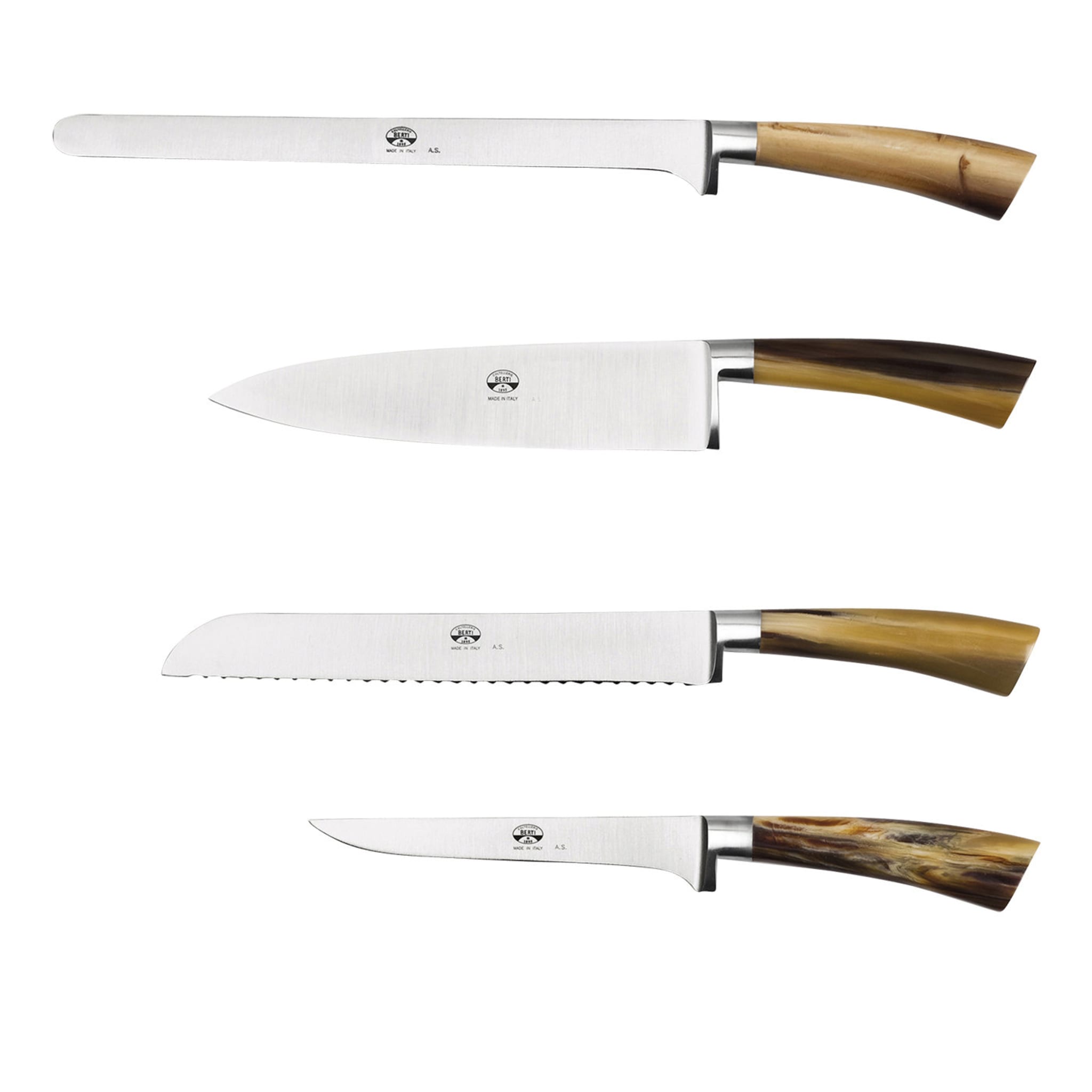 Set di quattro coltelli da cucina con manico in Cornotech - Vista principale