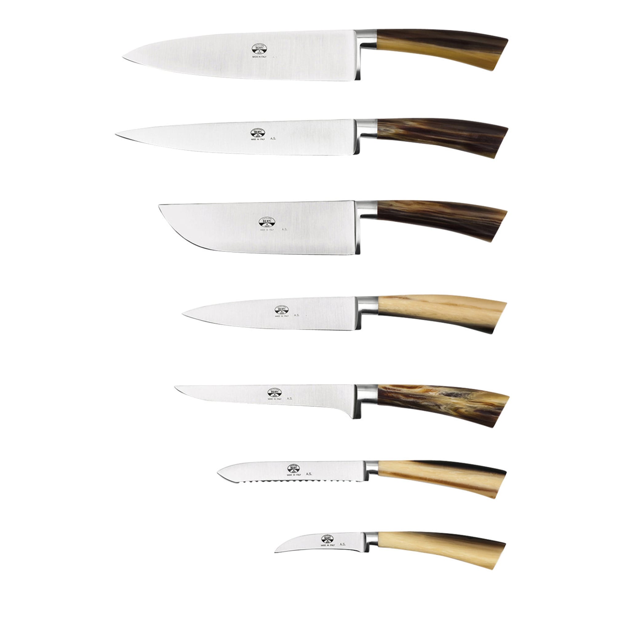 Il Trinciante Complete Set of Knives with Cornotech Handle by Coltellerie  Berti For Sale at 1stDibs