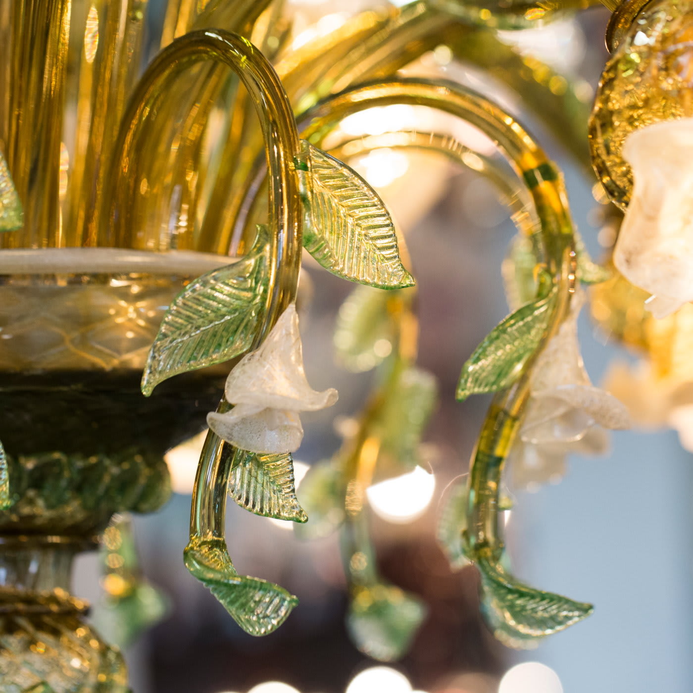 Yellow Stem Venetian Glass Glacier Wine Glass - Handmade in Italy
